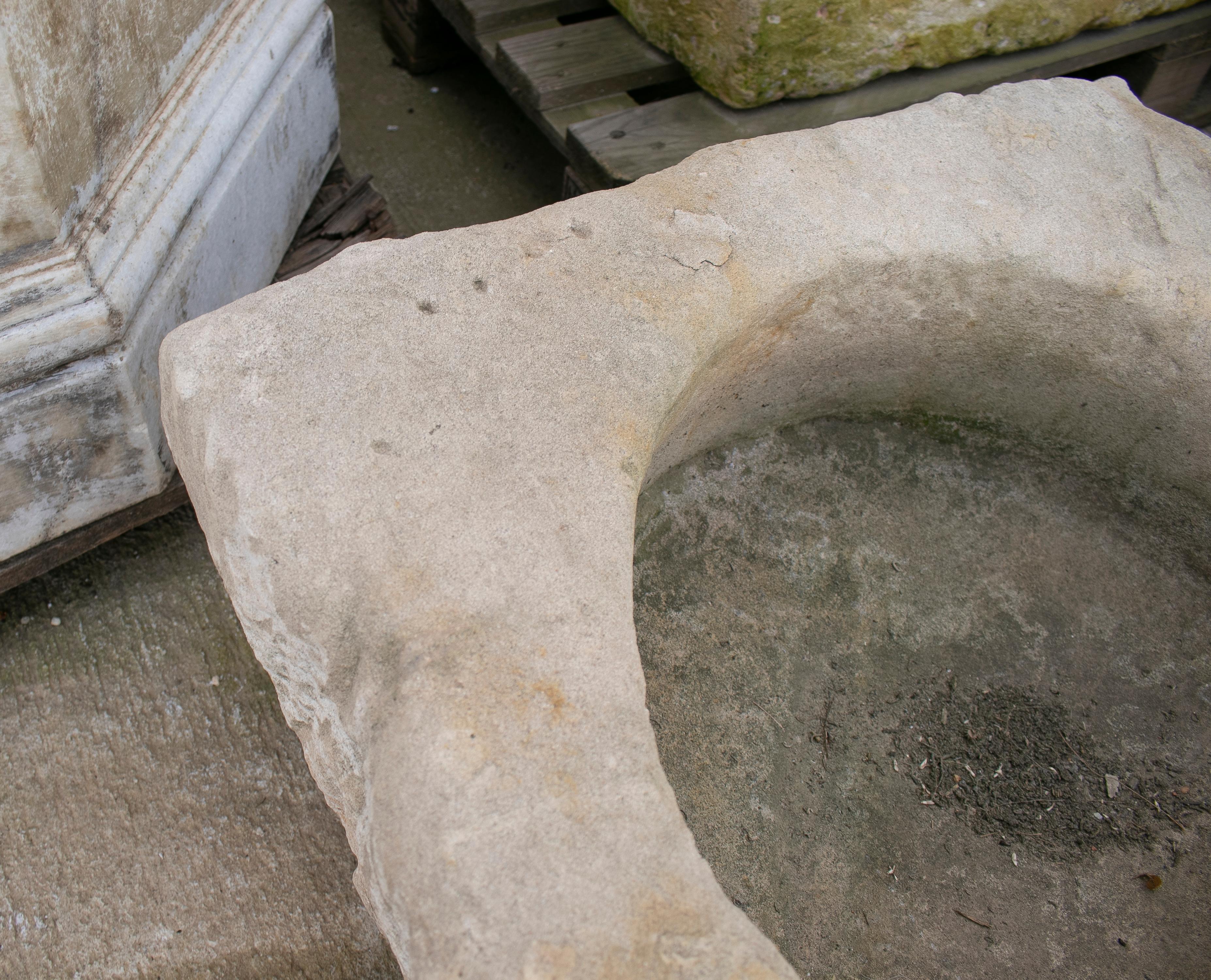 19th Century Spanish Hand Carved Stone Trough For Sale 4