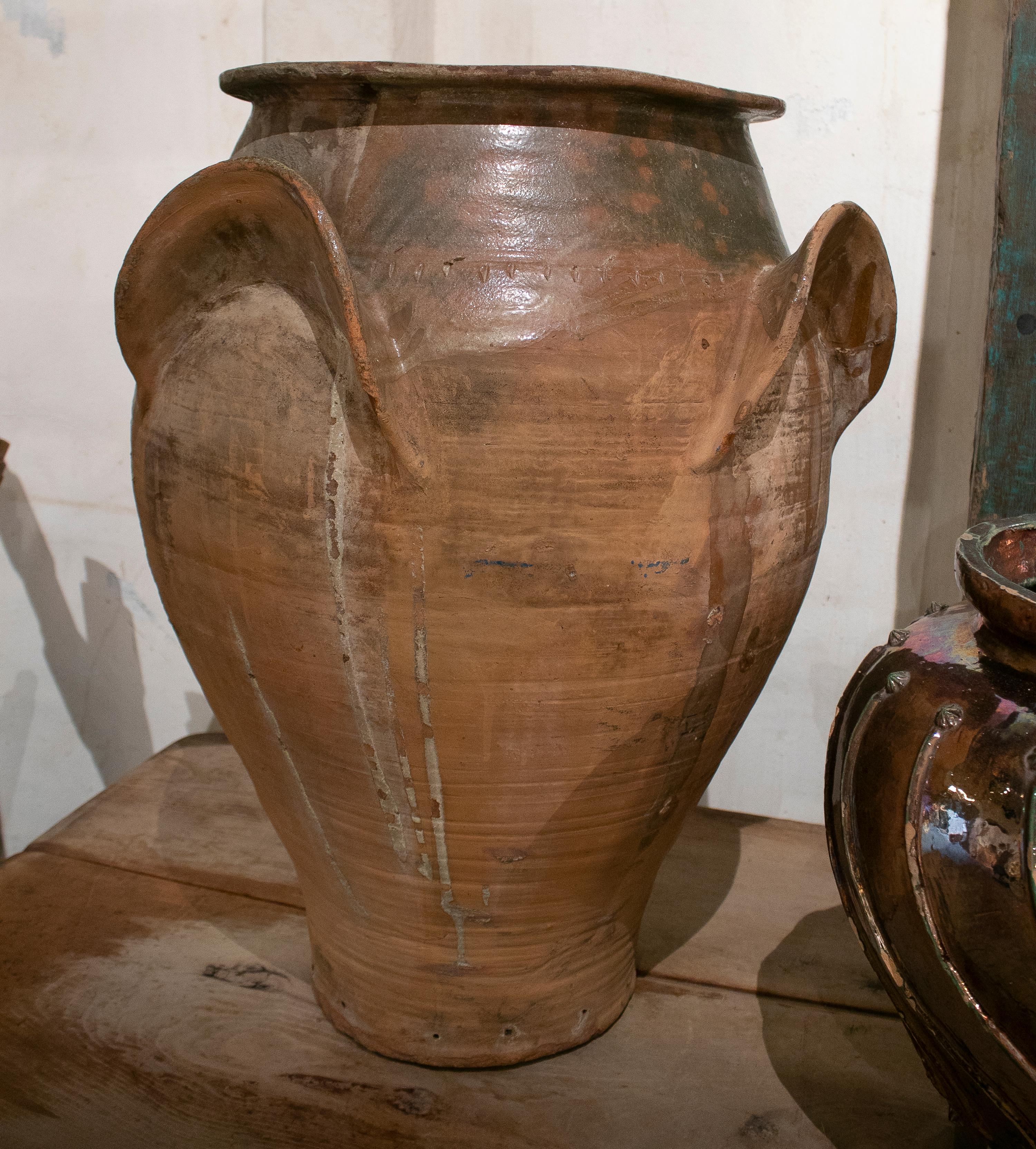 Ceramic 19th Century Spanish Hand Made Terracotta Vase
