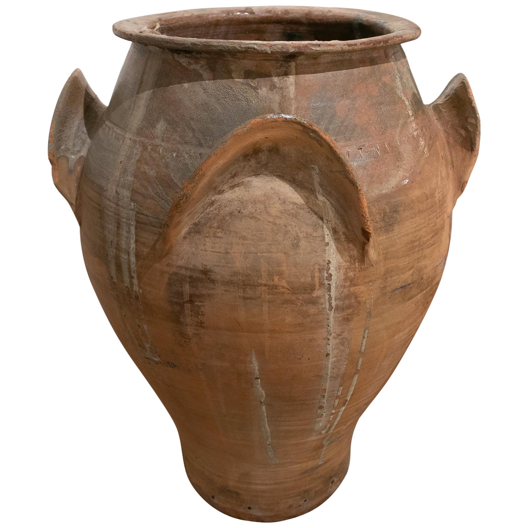 19th Century Spanish Hand Made Terracotta Vase