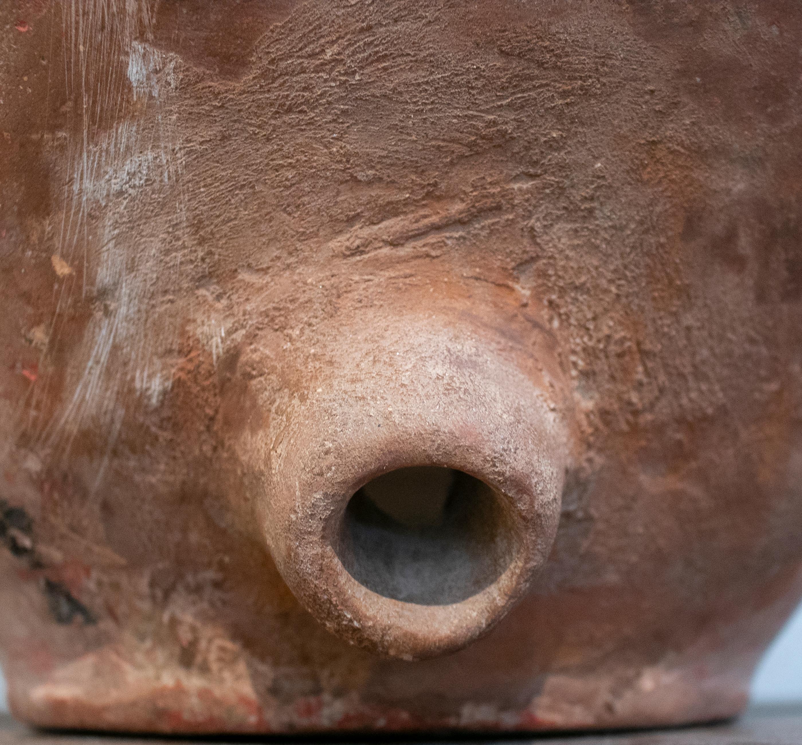 19th Century Spanish Handmade Terracotta Vase with Drain 10