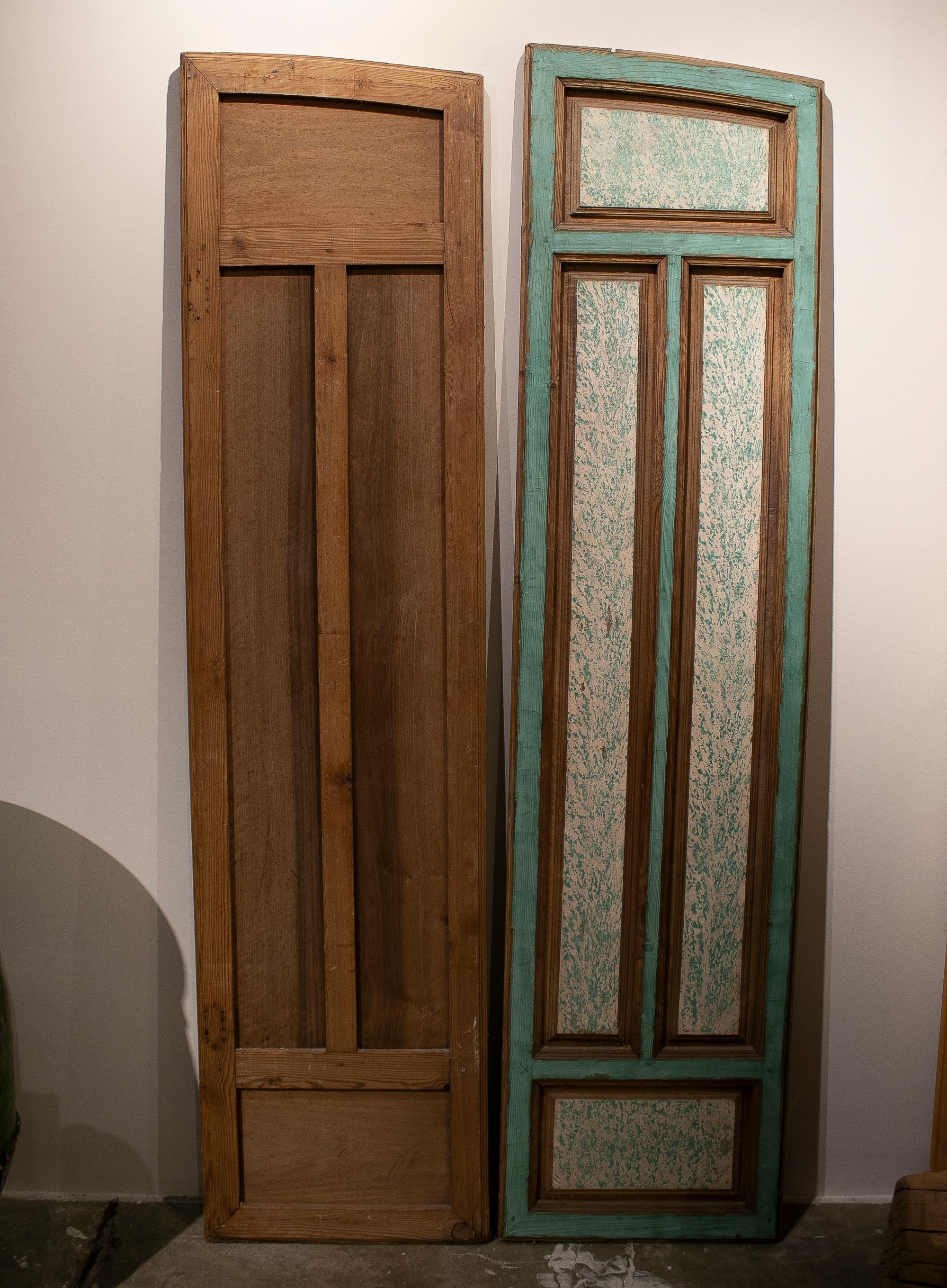 19th Century Spanish Hand Pained Pine Wood Double Door  11