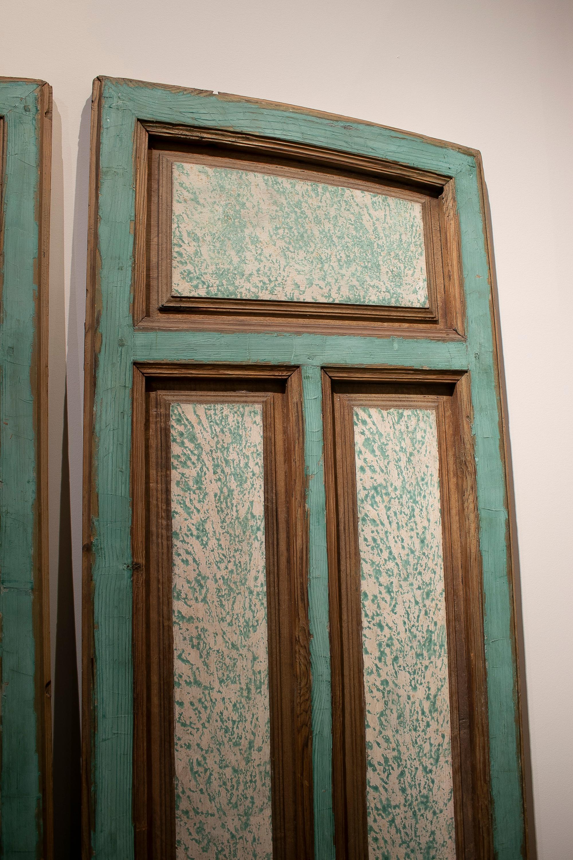 19th Century Spanish Hand Pained Pine Wood Double Door  2