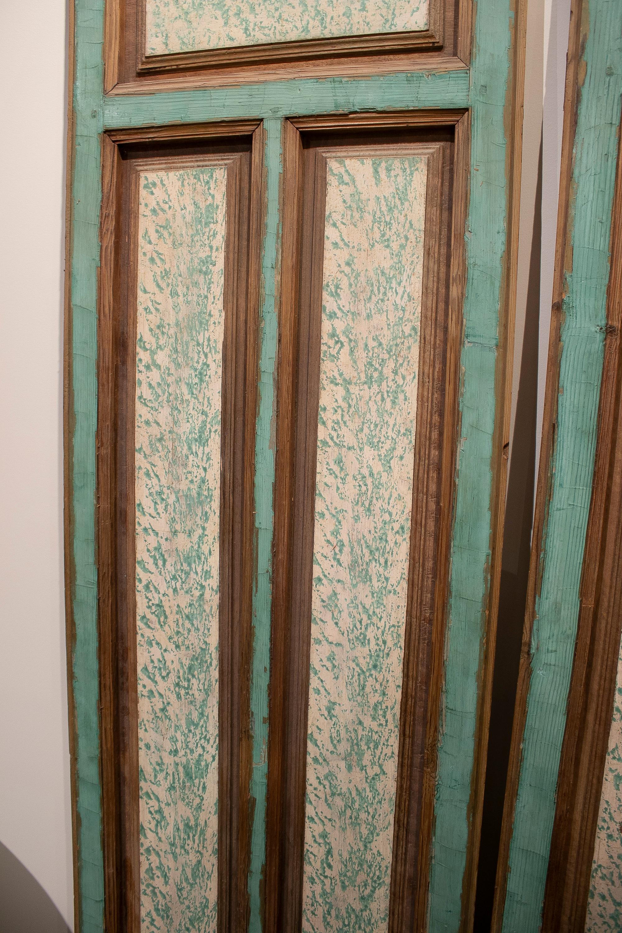 19th Century Spanish Hand Pained Pine Wood Double Door  3