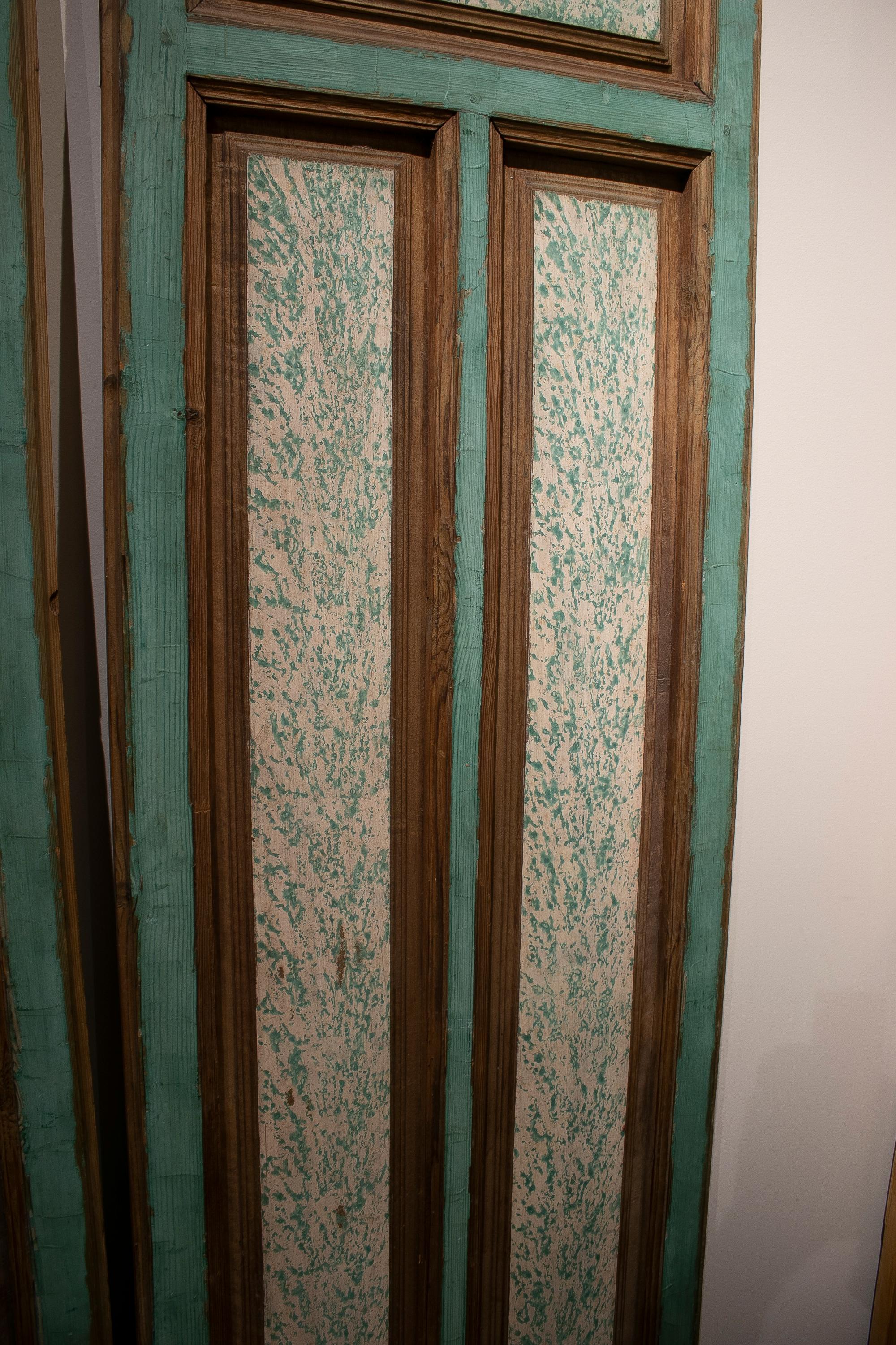 19th Century Spanish Hand Pained Pine Wood Double Door  4