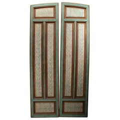 19th Century Spanish Hand Pained Pine Wood Double Door