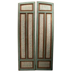 19th Century Spanish Hand Pained Pine Wood Double Door 