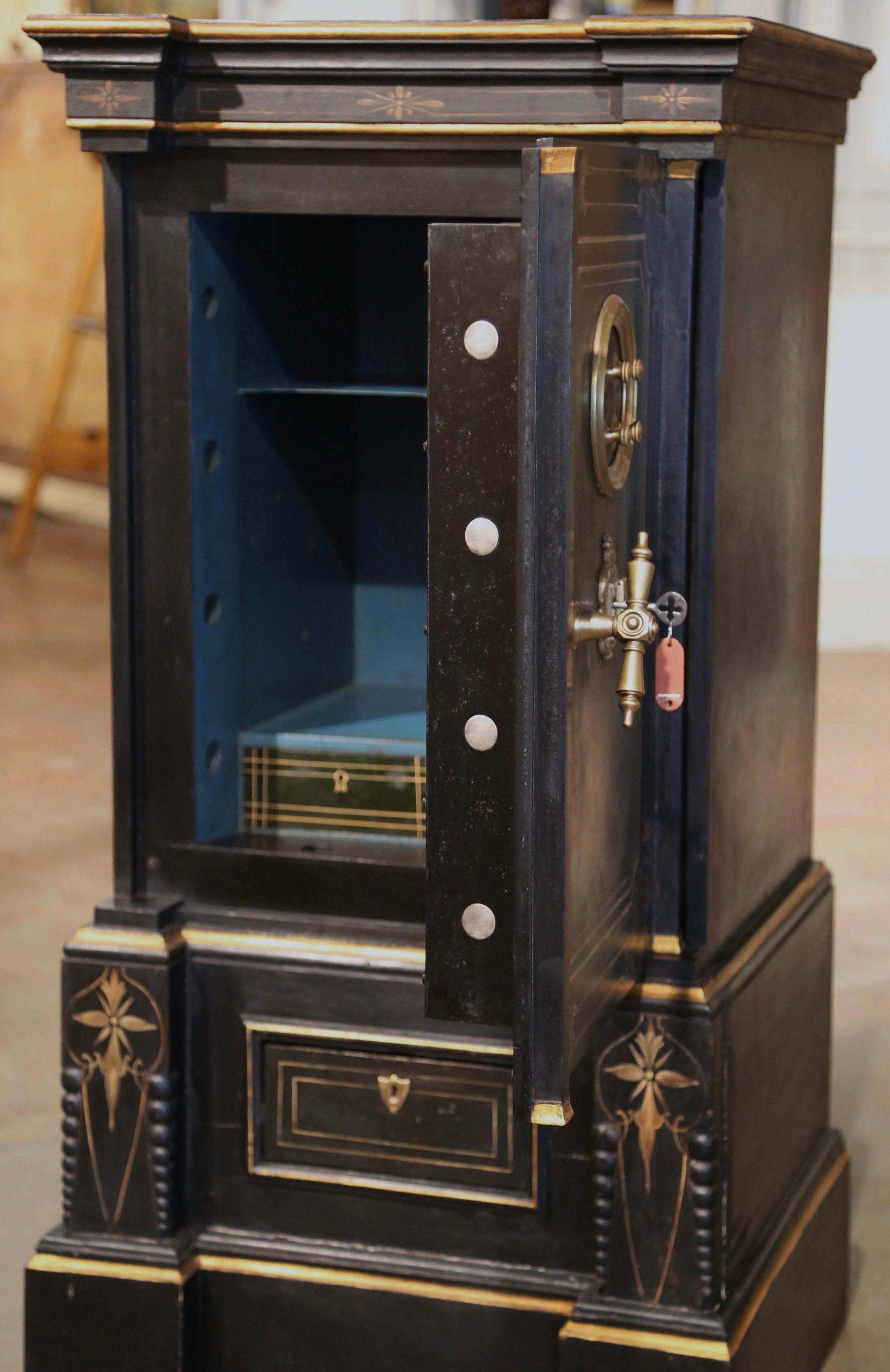 19th Century Spanish Hand Painted and Gilt Iron Safe with Locking Combination For Sale 8