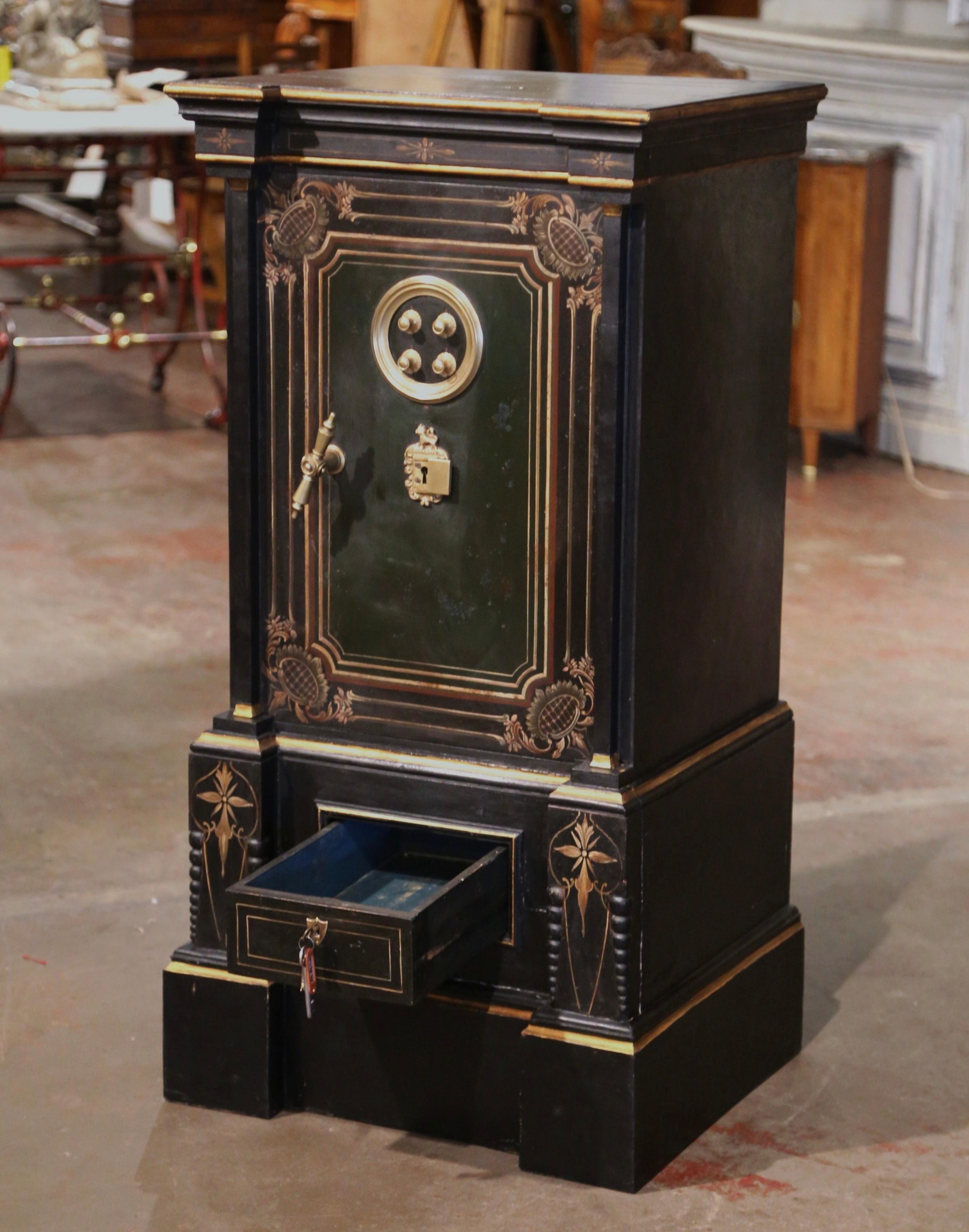 19th Century Spanish Hand Painted and Gilt Iron Safe with Locking Combination For Sale 9