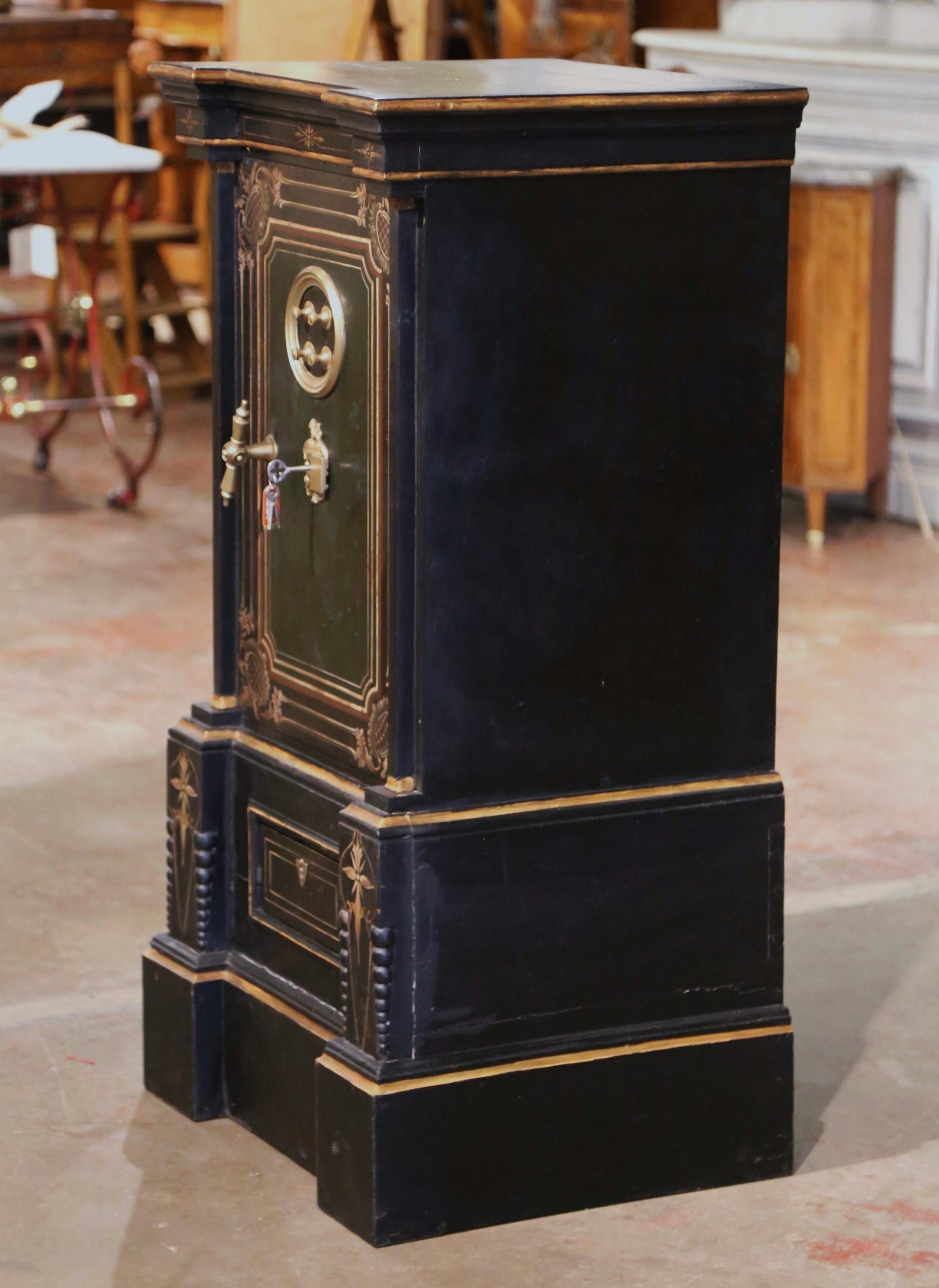 19th Century Spanish Hand Painted and Gilt Iron Safe with Locking Combination For Sale 11
