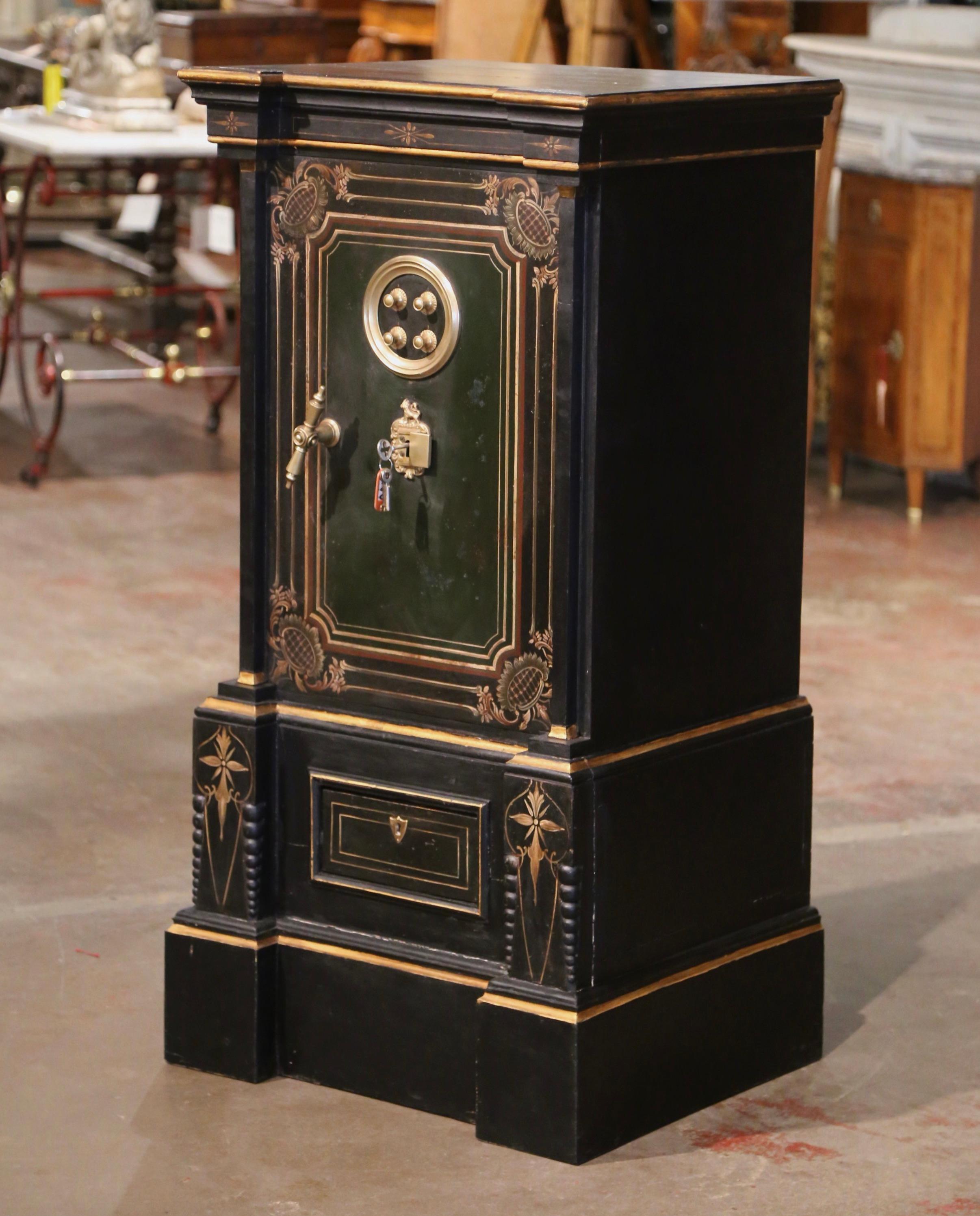 19th Century Spanish Hand Painted and Gilt Iron Safe with Locking Combination For Sale 3