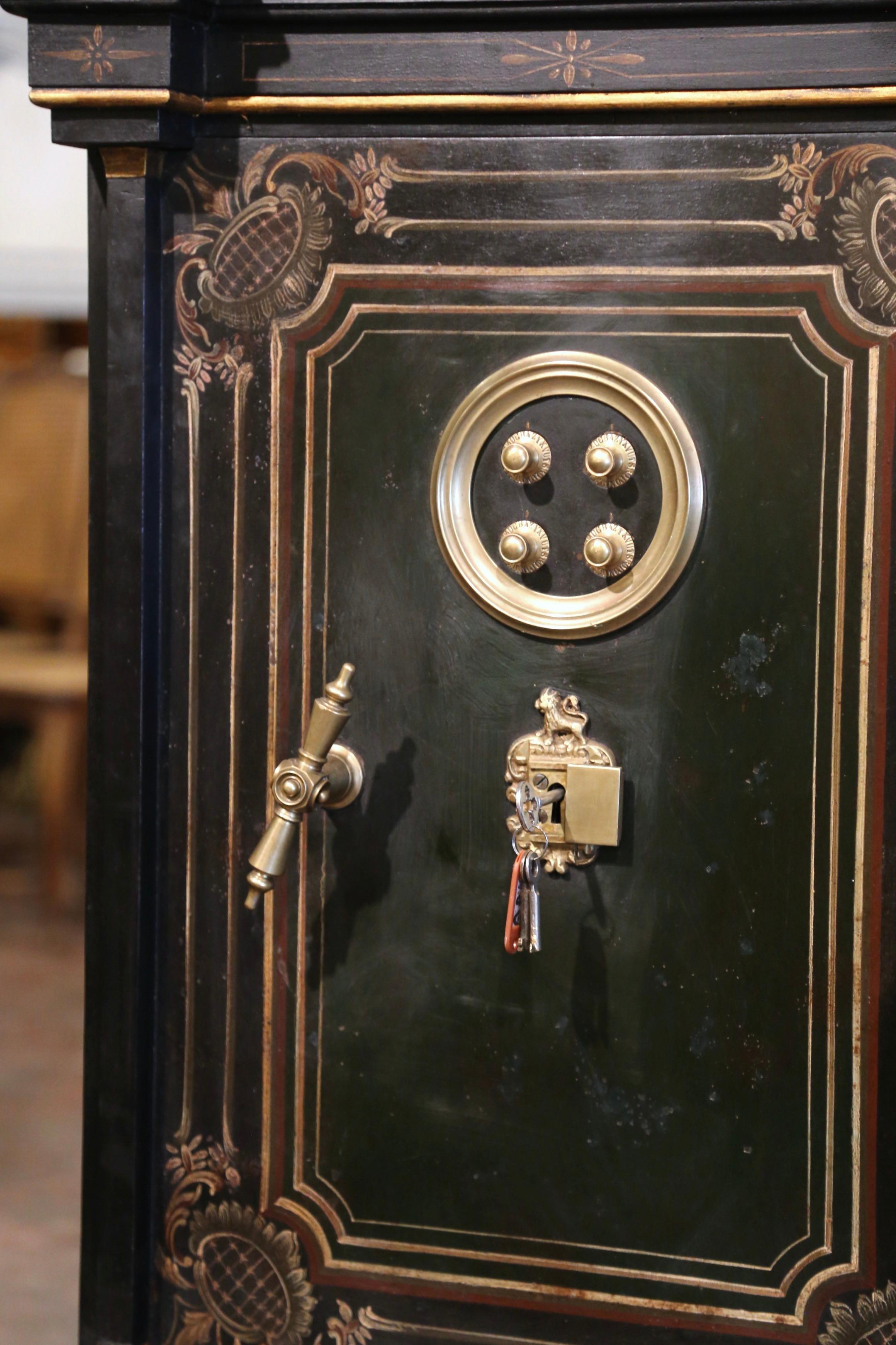 19th Century Spanish Hand Painted and Gilt Iron Safe with Locking Combination 4