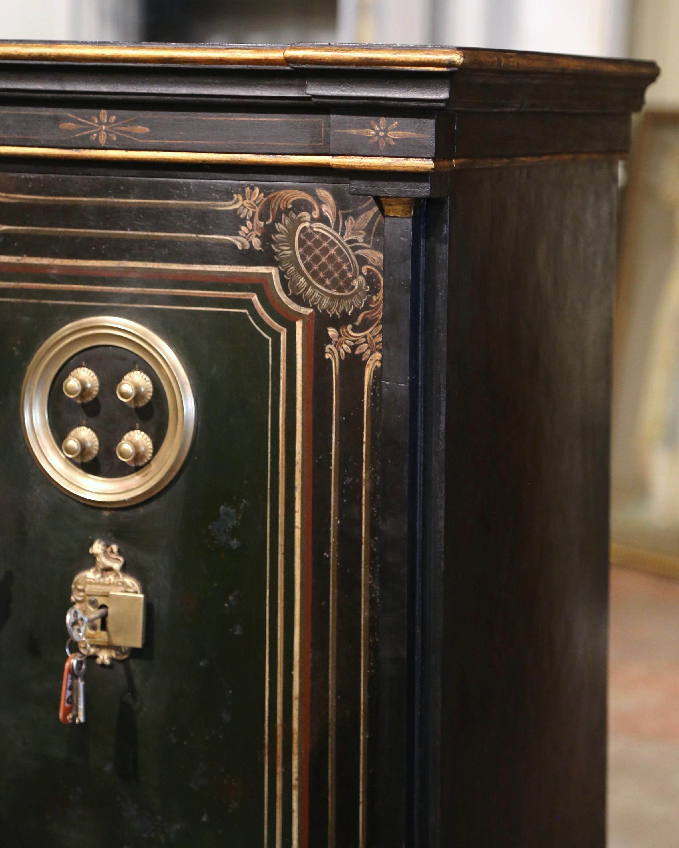 19th Century Spanish Hand Painted and Gilt Iron Safe with Locking Combination For Sale 6