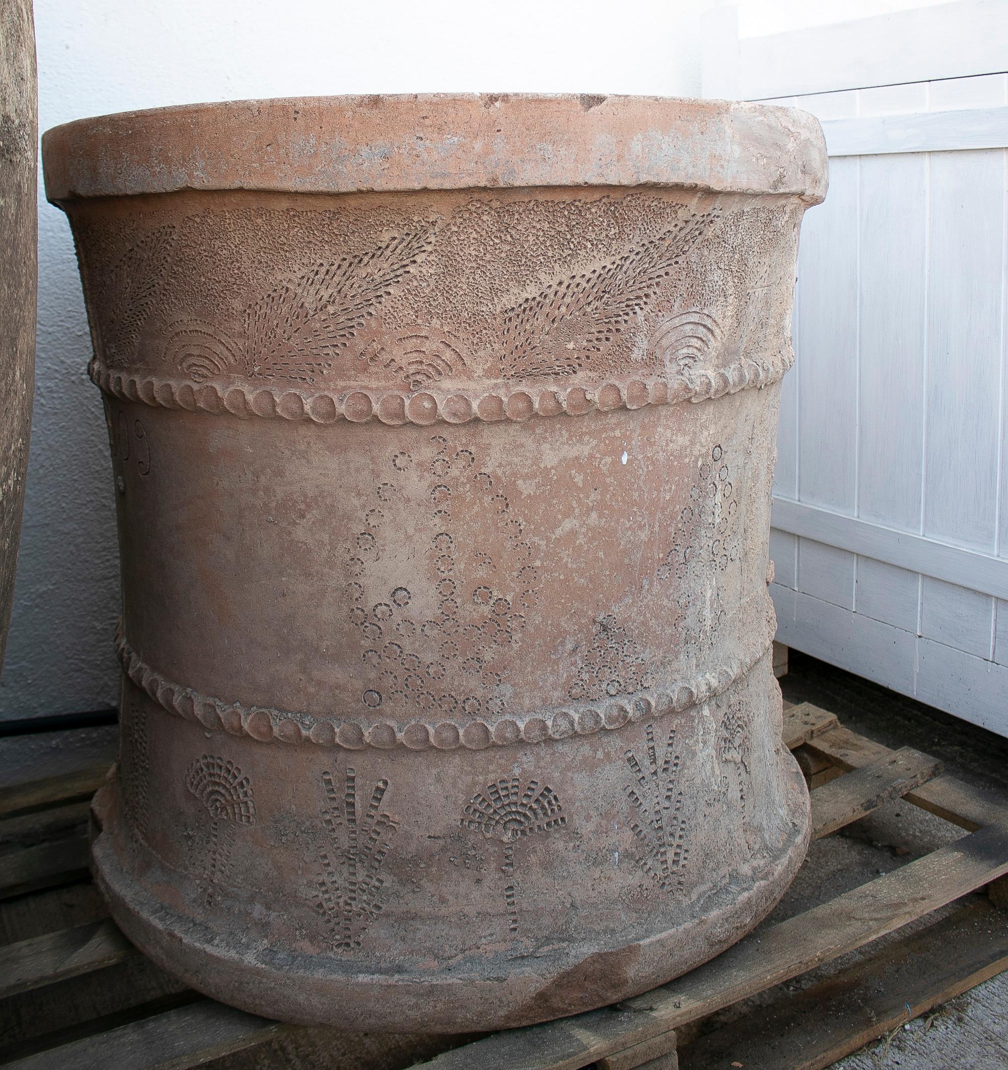 Antique 19th century Spanish handcrafted terracotta water well.