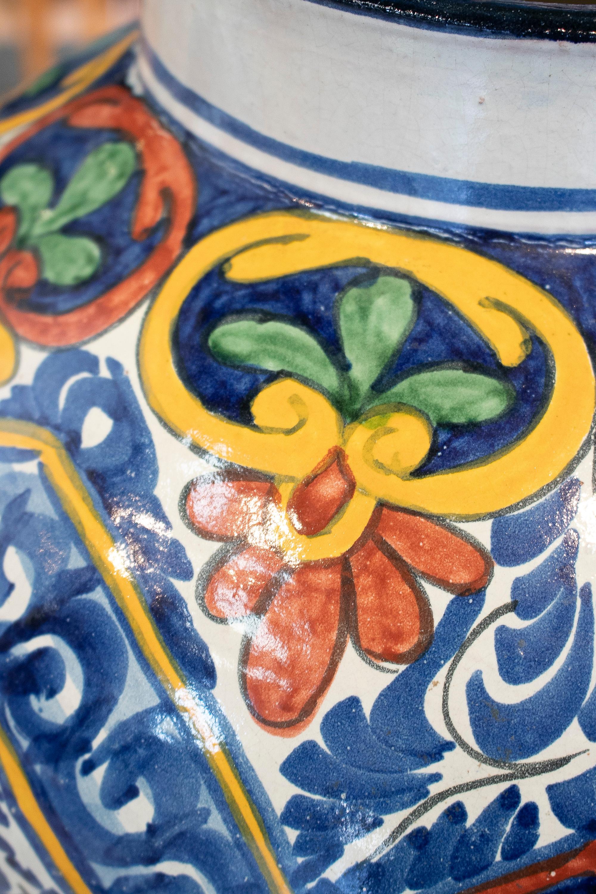 19th Century Spanish Handmade Traditional Ceramic Vase Signed Alba H. Ennex For Sale 7