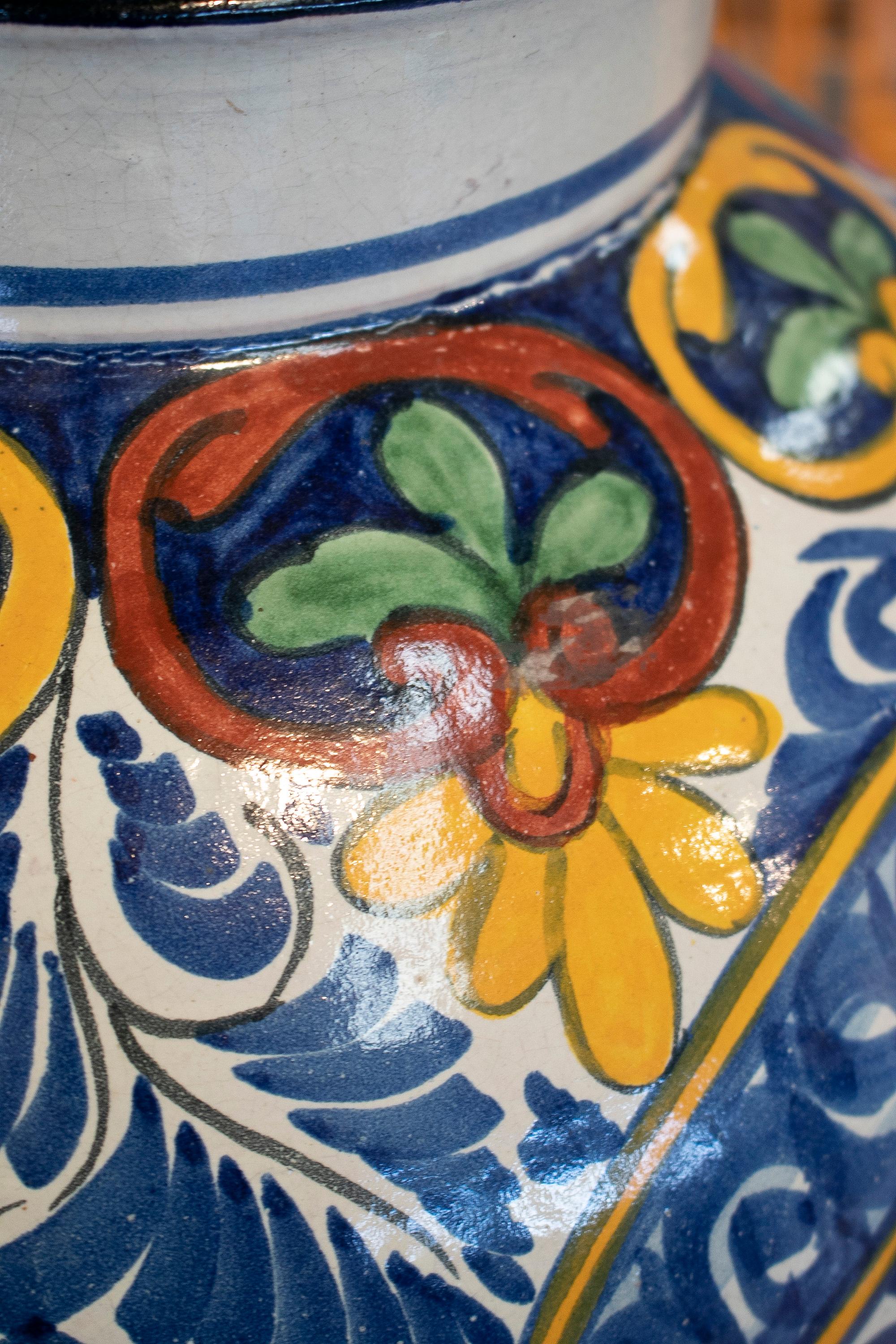 19th Century Spanish Handmade Traditional Ceramic Vase Signed Alba H. Ennex For Sale 8