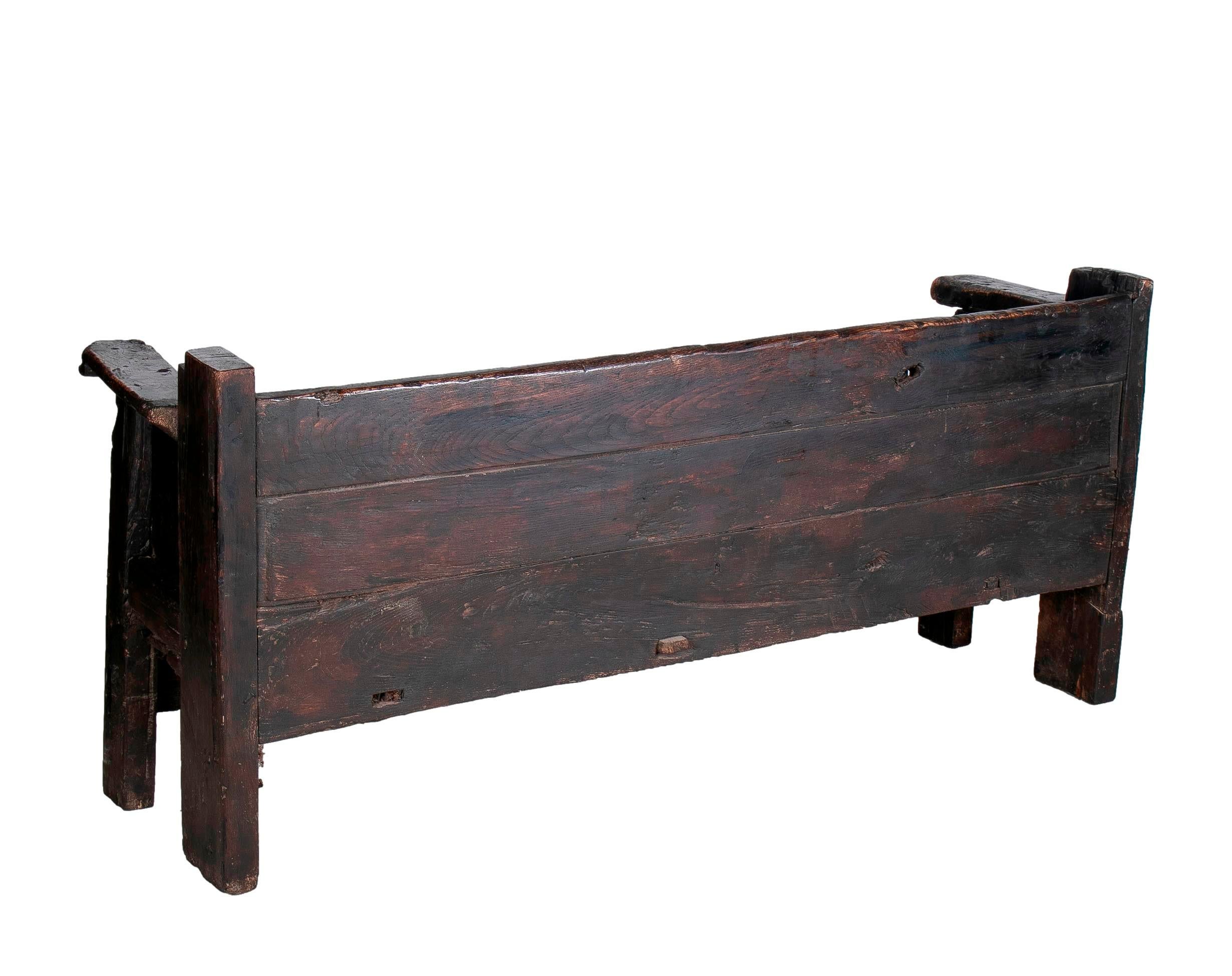 19th Century Spanish Handmade Wooden Bench 5