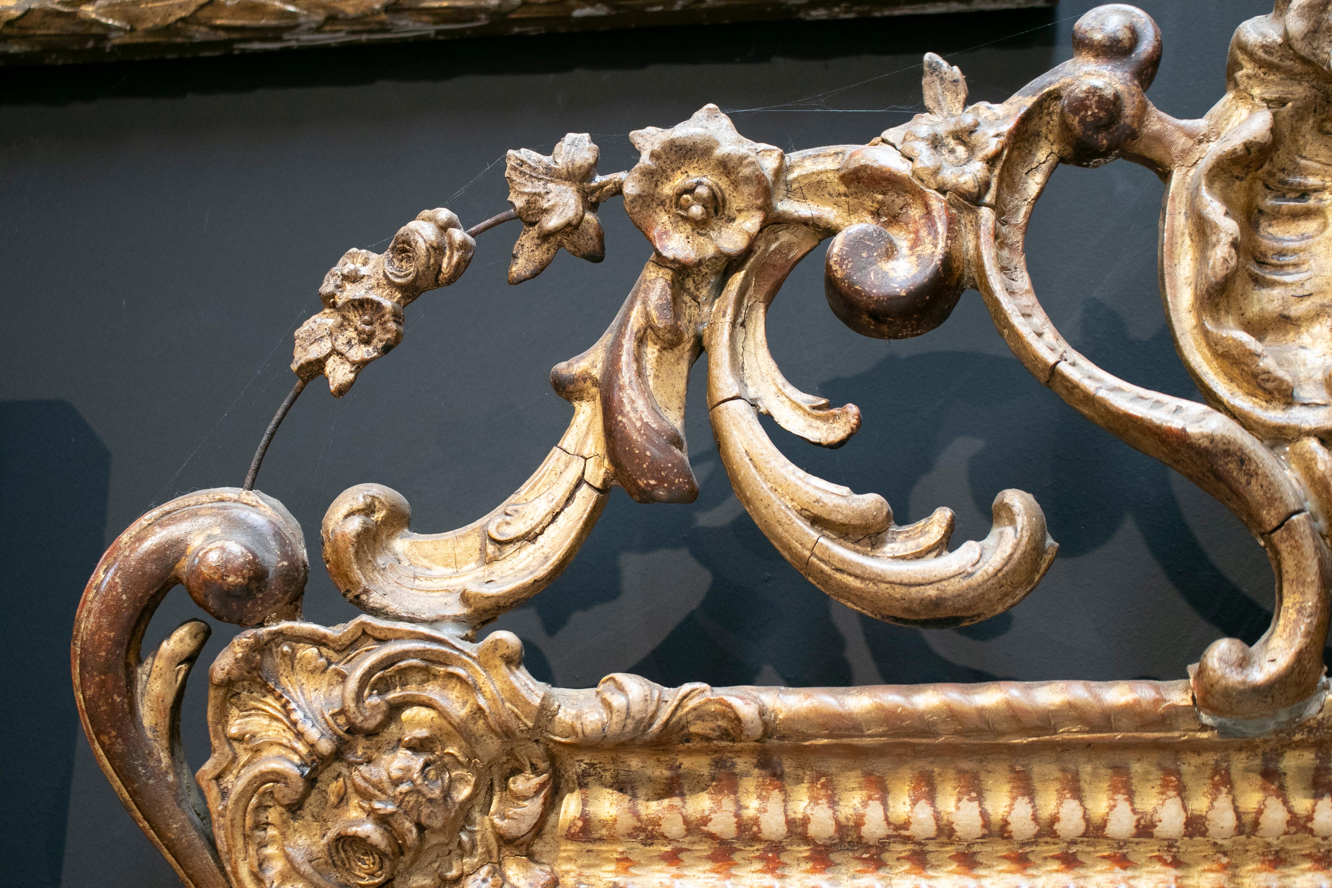 19th Century Spanish Isabellin Rococo Golden Mirror 7