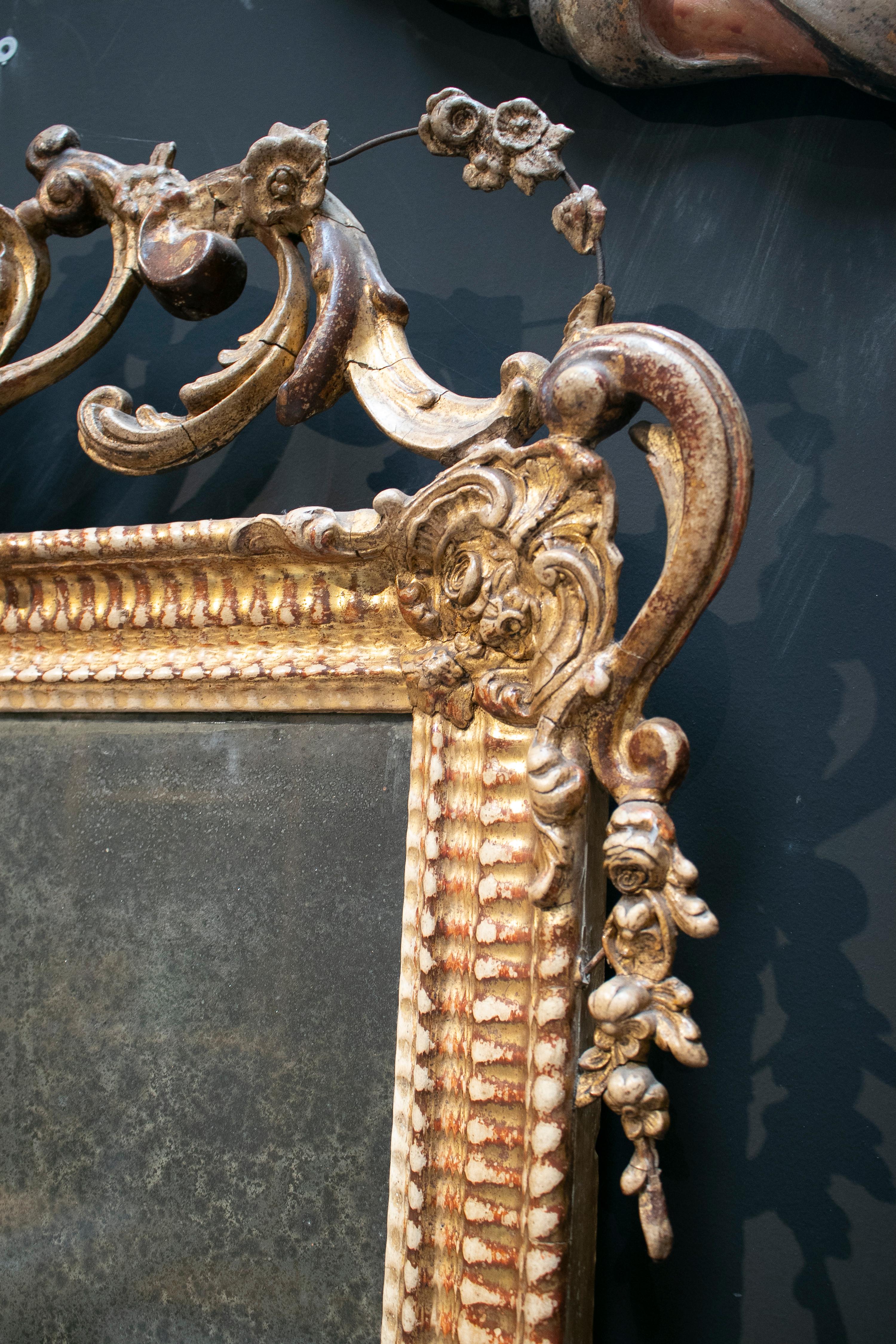 19th Century Spanish Isabellin Rococo Golden Mirror 1