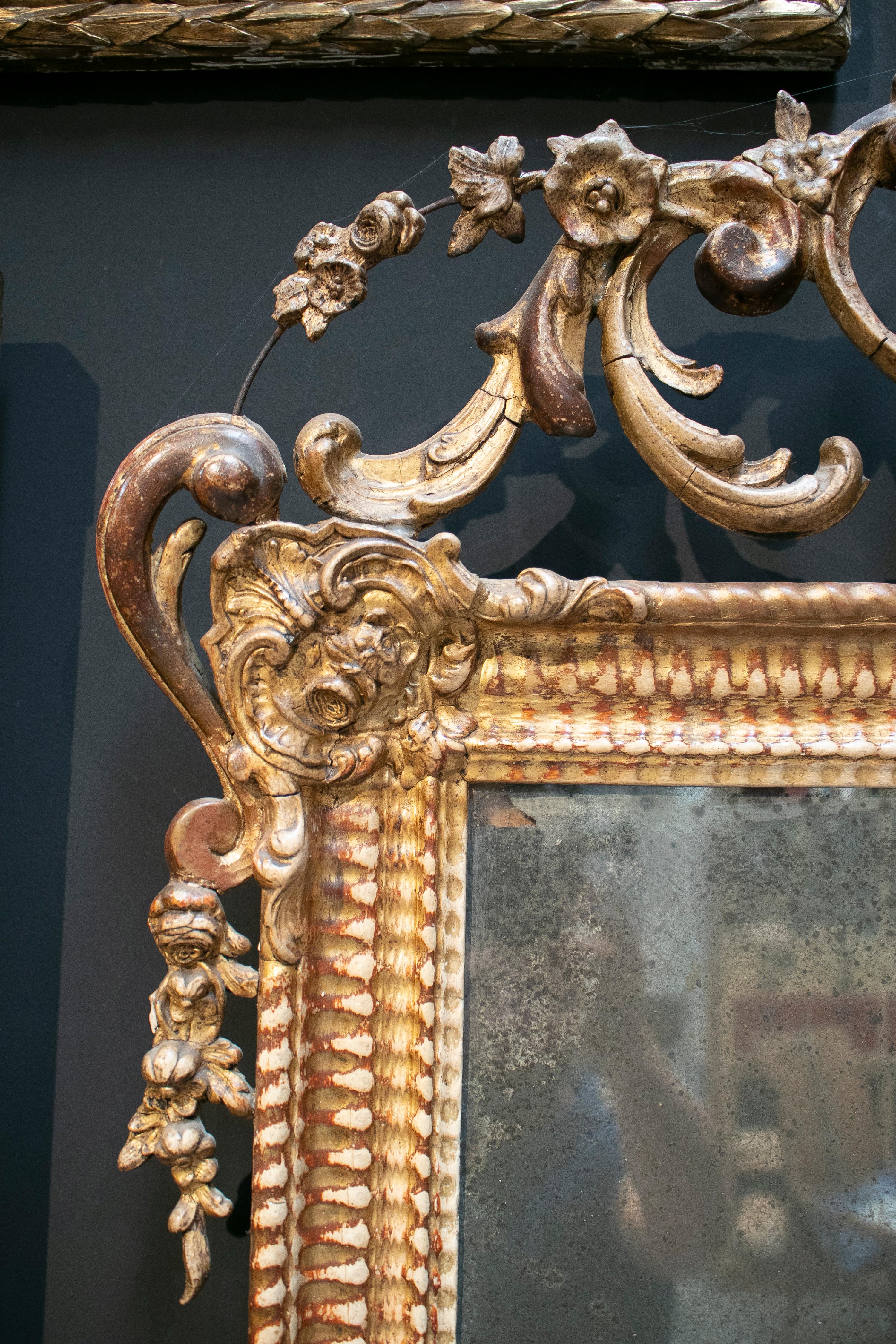 19th Century Spanish Isabellin Rococo Golden Mirror 2