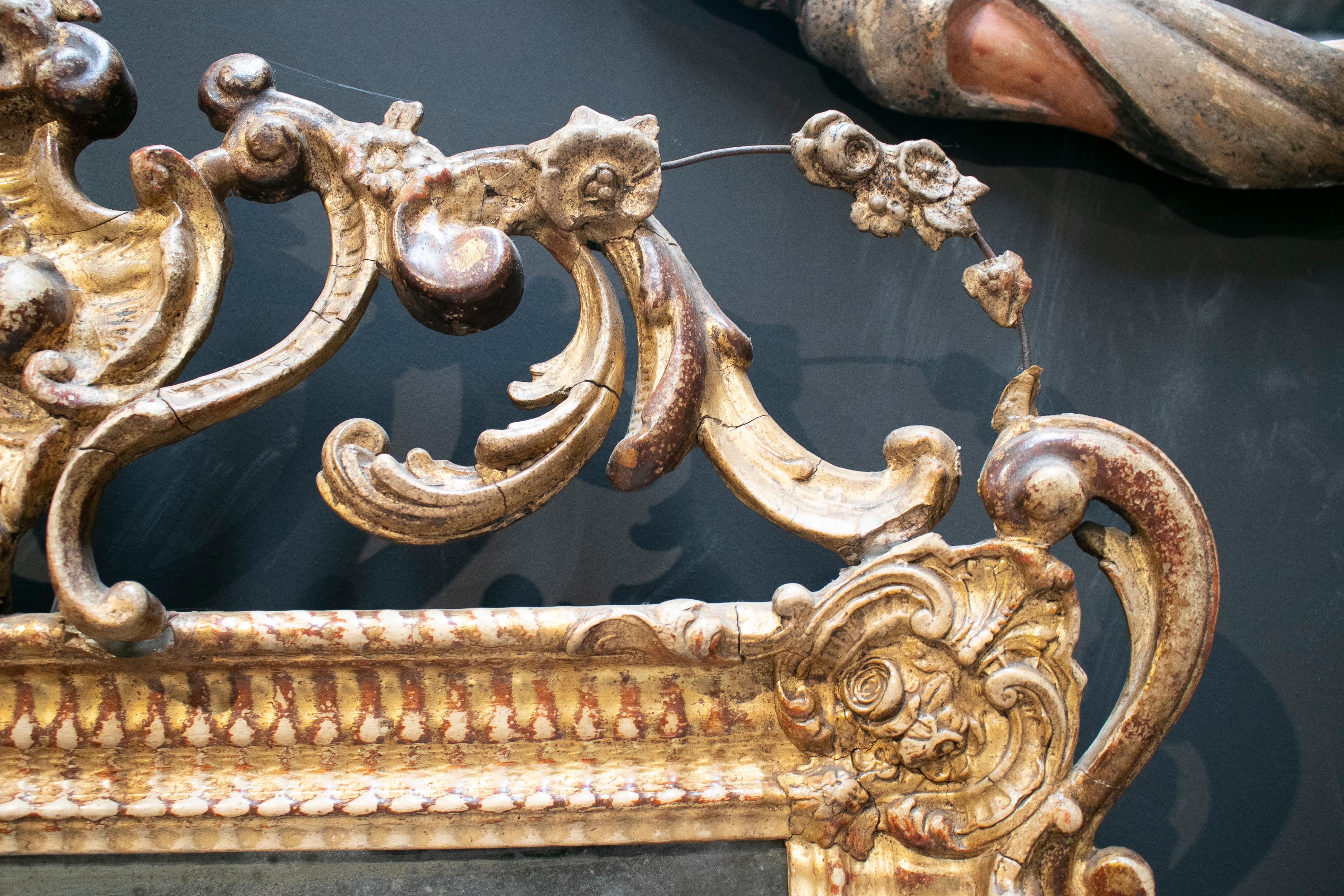 19th Century Spanish Isabellin Rococo Golden Mirror 4