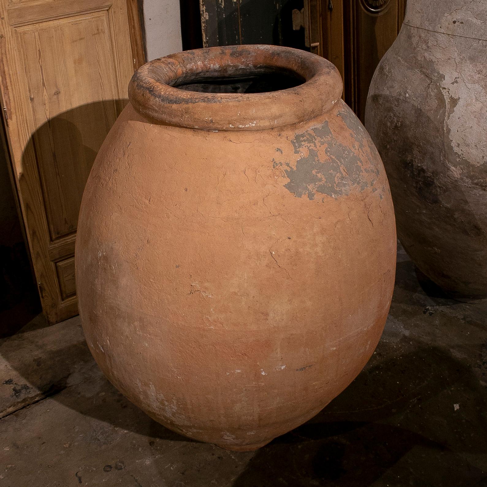 Antique 19th century Spanish Jaen town handmade terracotta urn.