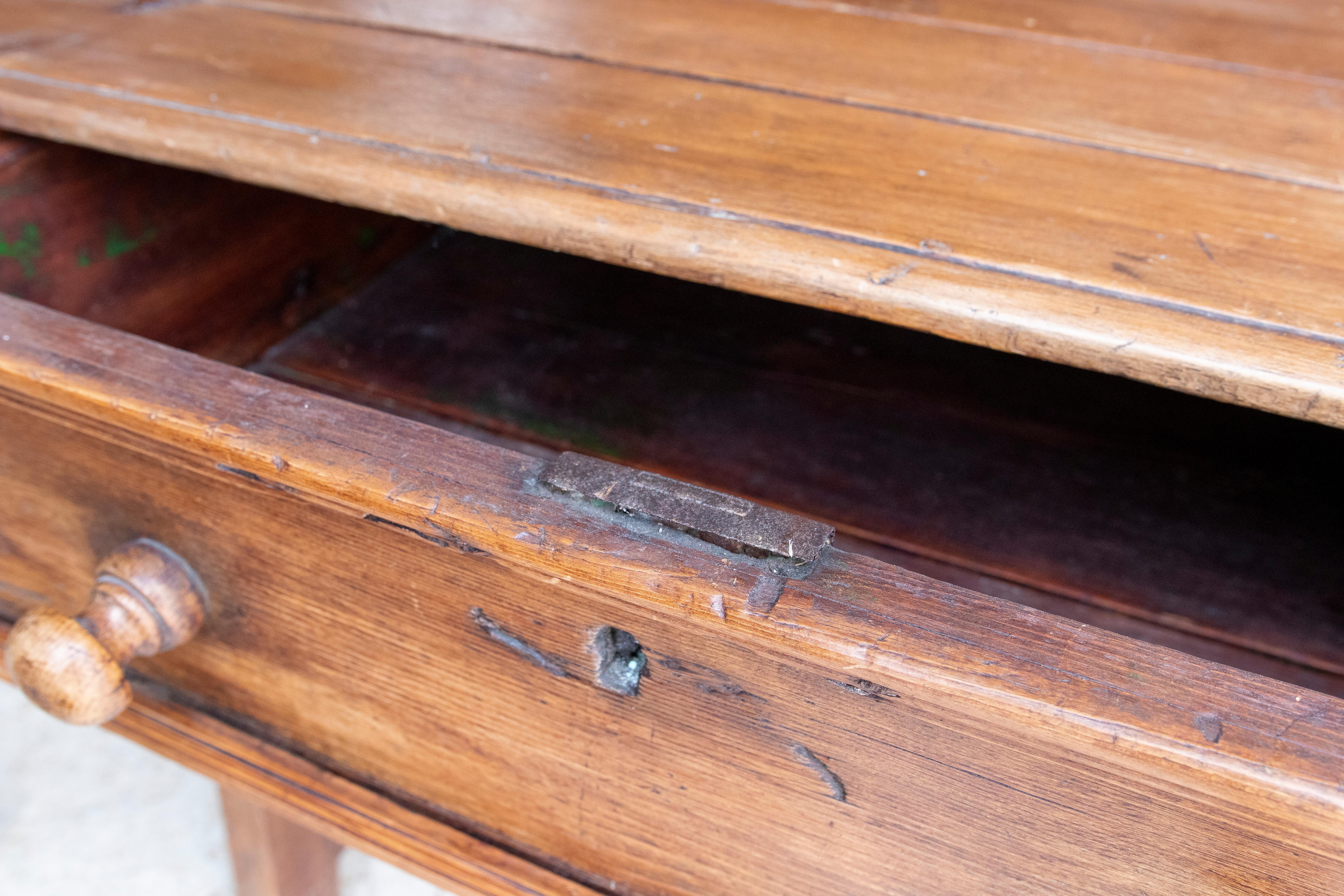 19th Century Spanish Kitchen Work Table with Drawer and Iron Decorations For Sale 8