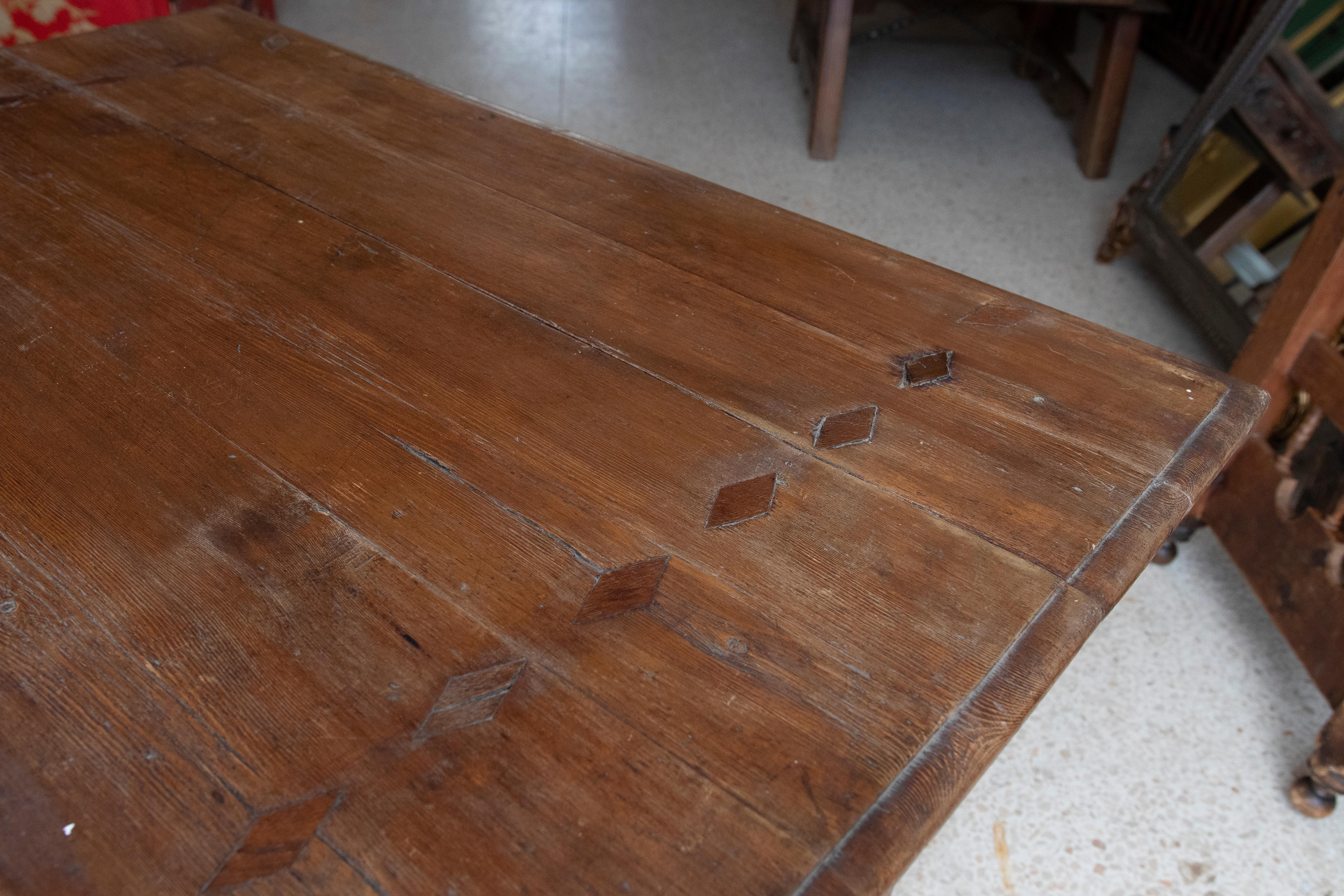 19th Century Spanish Kitchen Work Table with Drawer and Iron Decorations For Sale 9