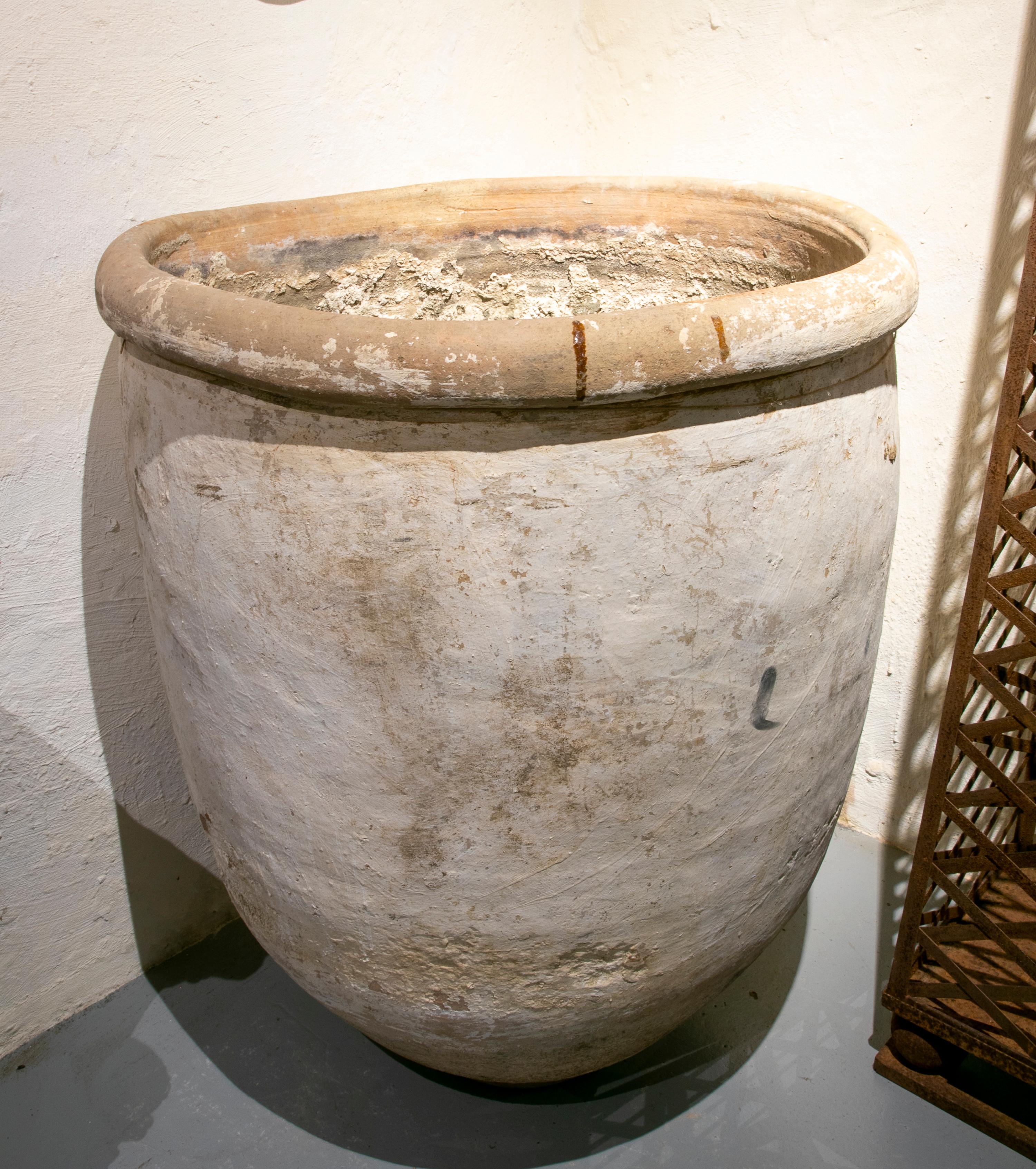 19th Century Spanish, large andalusian handmade terracotta earthenware jar.