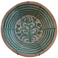 19th Century Spanish Large Granada Fajalauza "Lebrillo" Ceramic Bowl