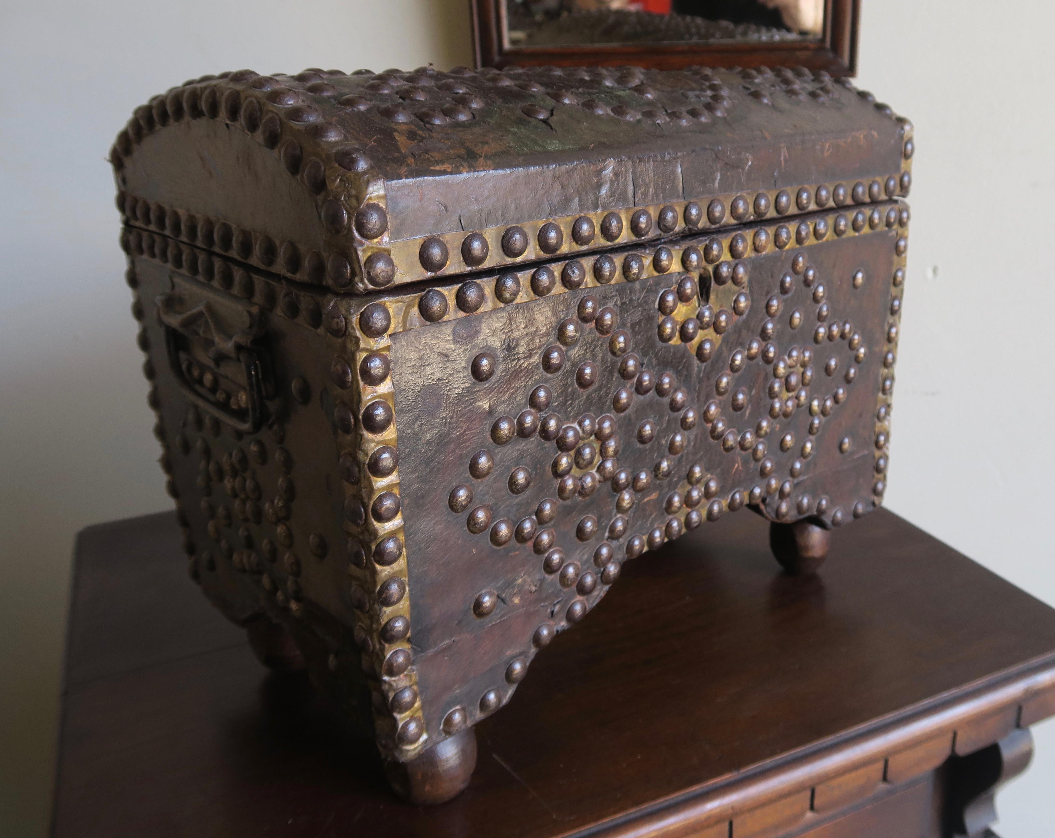 Baroque 19th Century Spanish Leather Studded Box
