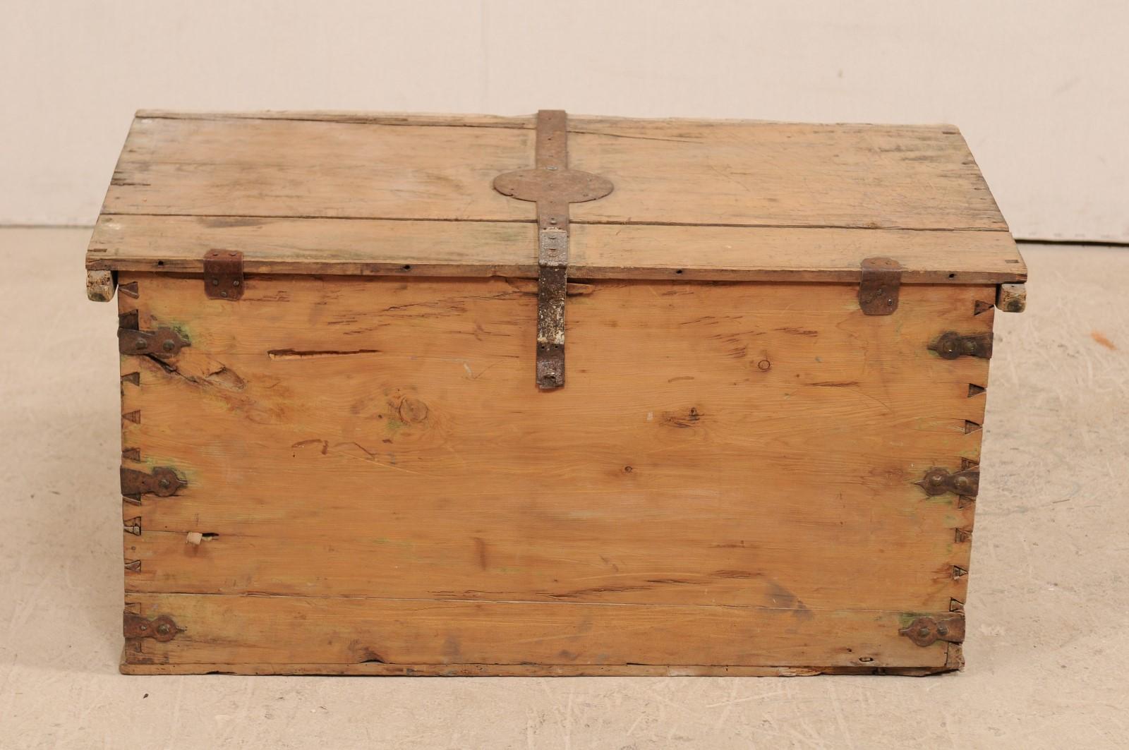 19th Century Spanish Light Wood Coffer or Small Coffee Table 5