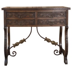 Antique 19th Century Spanish Linen Chest, Console
