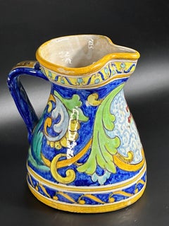 19th Century Spanish Majolica Jug with Cross Decoration