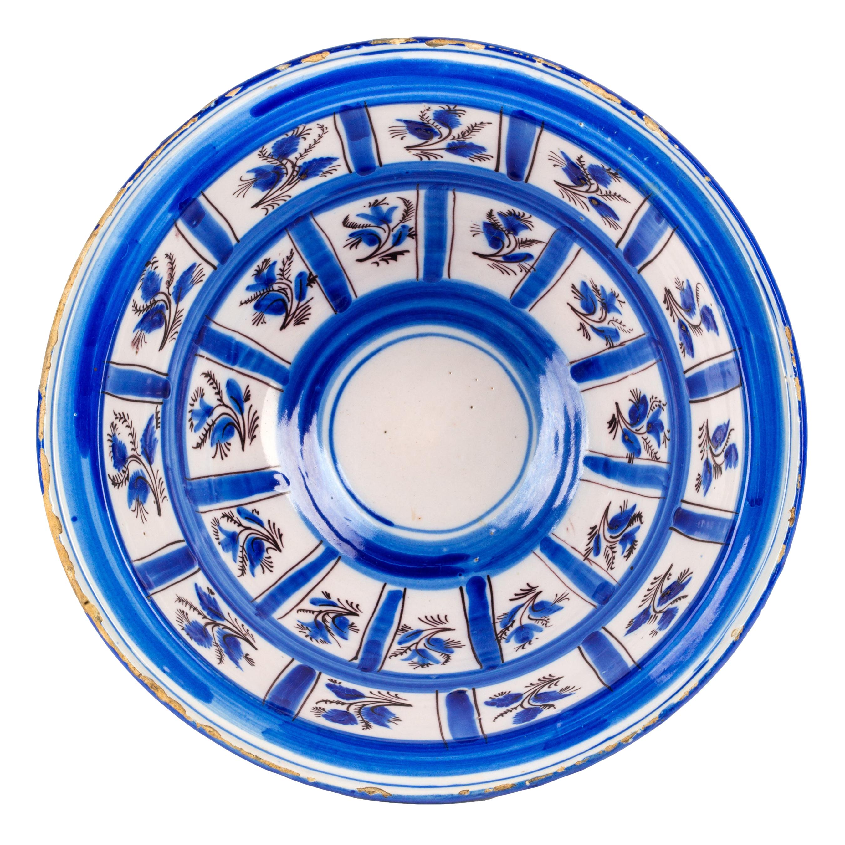 19th Century Spanish Manises Glazed Ceramic Castañera or Chestnut Bowl