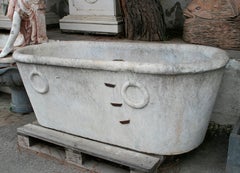 19th Century Spanish Marble Bath with Rings Restored Using Iron Grapples