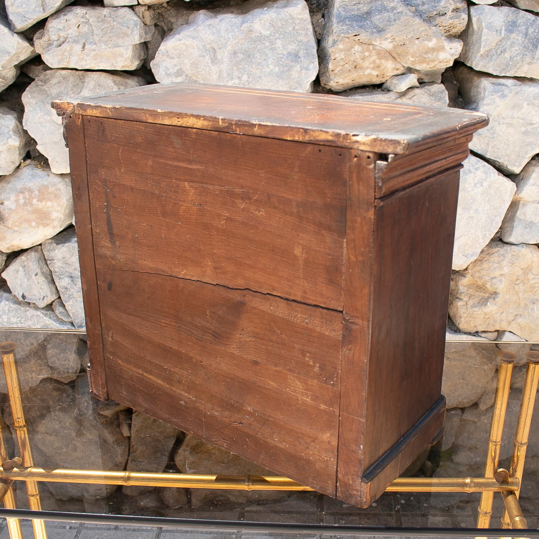 19th Century Spanish Miniature 3-Drawer Chest For Sale 6