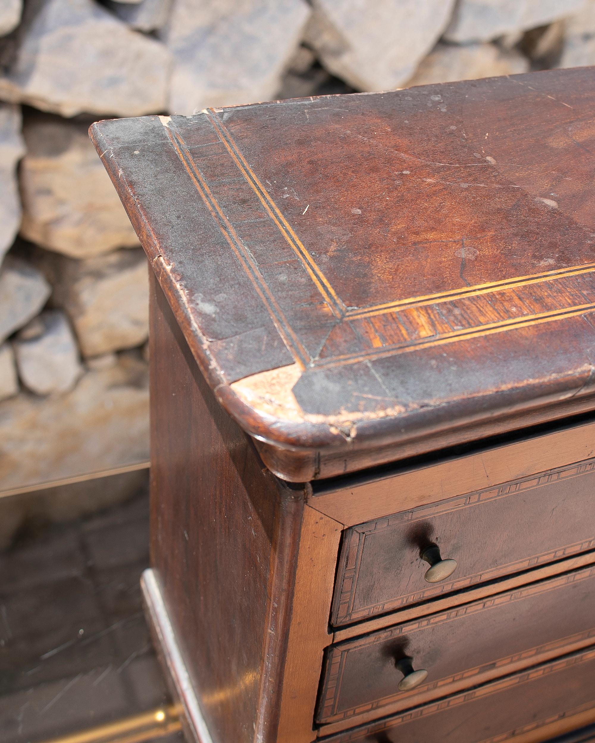 19th Century Spanish Miniature 3-Drawer Chest For Sale 3
