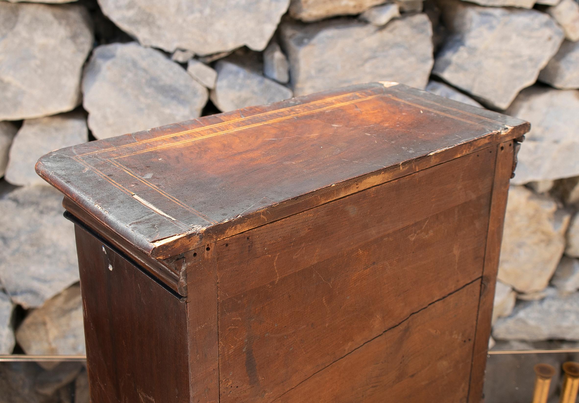 19th Century Spanish Miniature 3-Drawer Chest For Sale 5