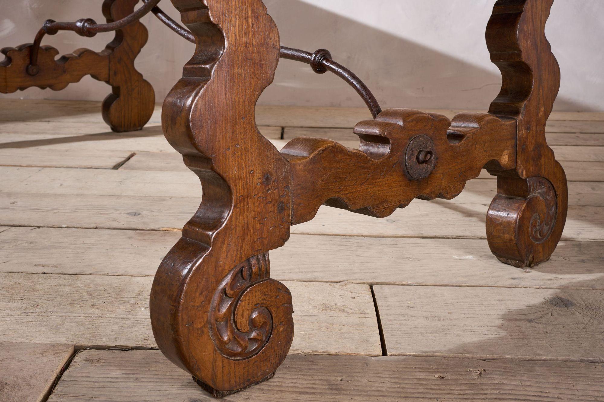 19th century Spanish oak dining table with single plank top 3