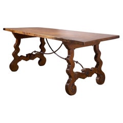 19th century Spanish oak dining table with single plank top