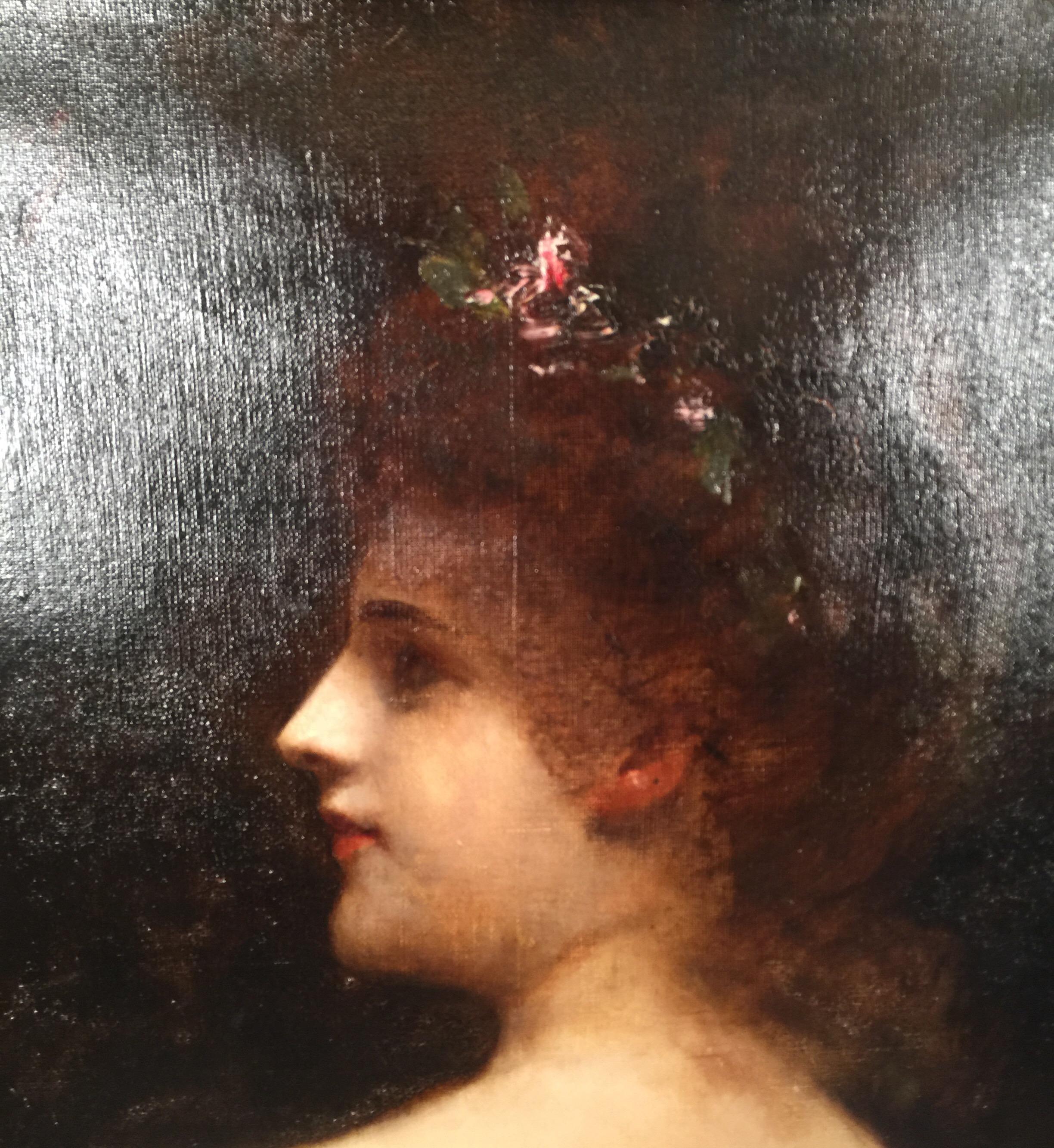Mouvement esthétique Huile sur toile espagnole du 19e siècle signée Riani en vente