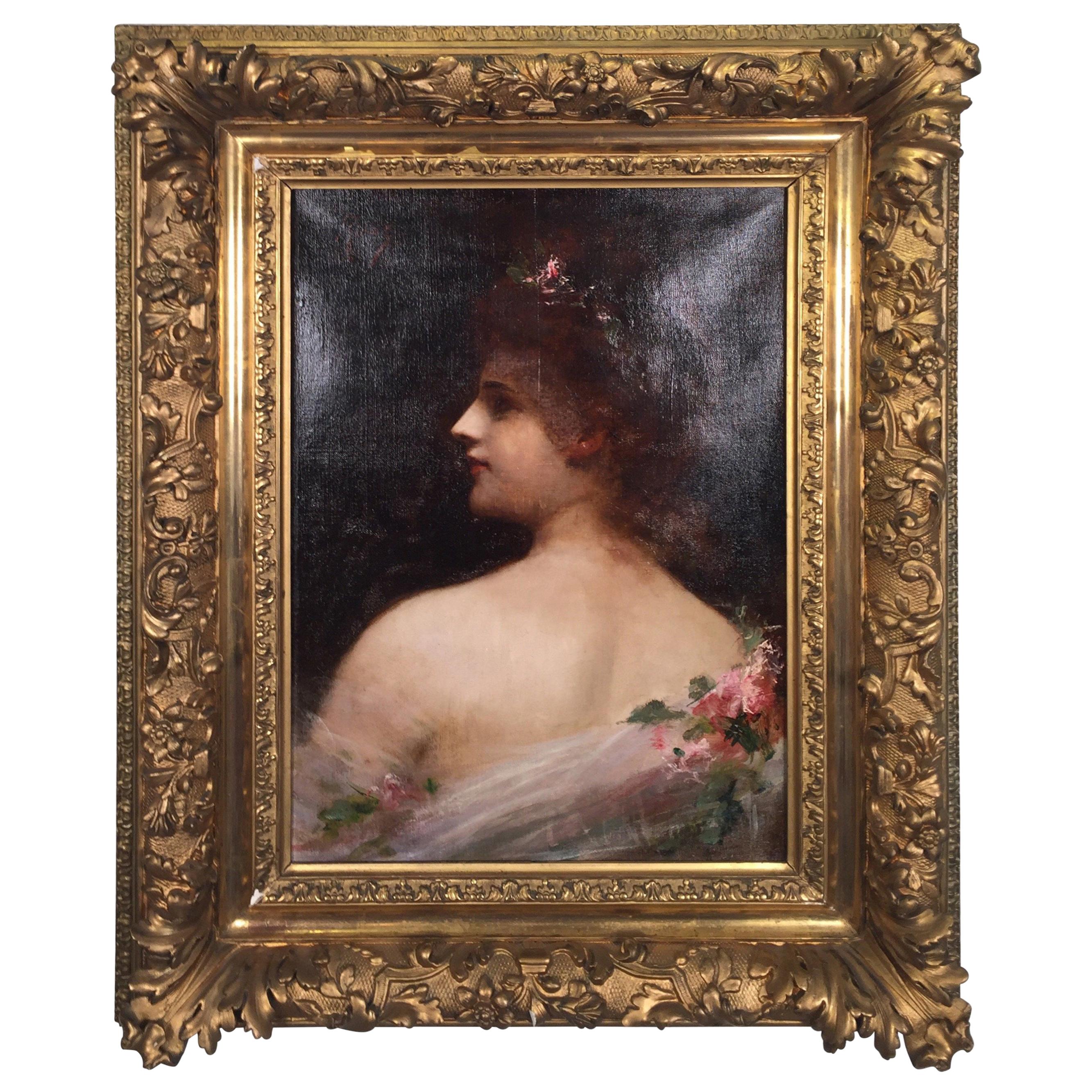 19th Century Spanish Oil on Canvas Painting Signed Riani For Sale