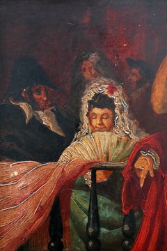 Spanisches Ölgemälde auf Holz im Bullfighter-Stil aus dem 19. Jahrhundert