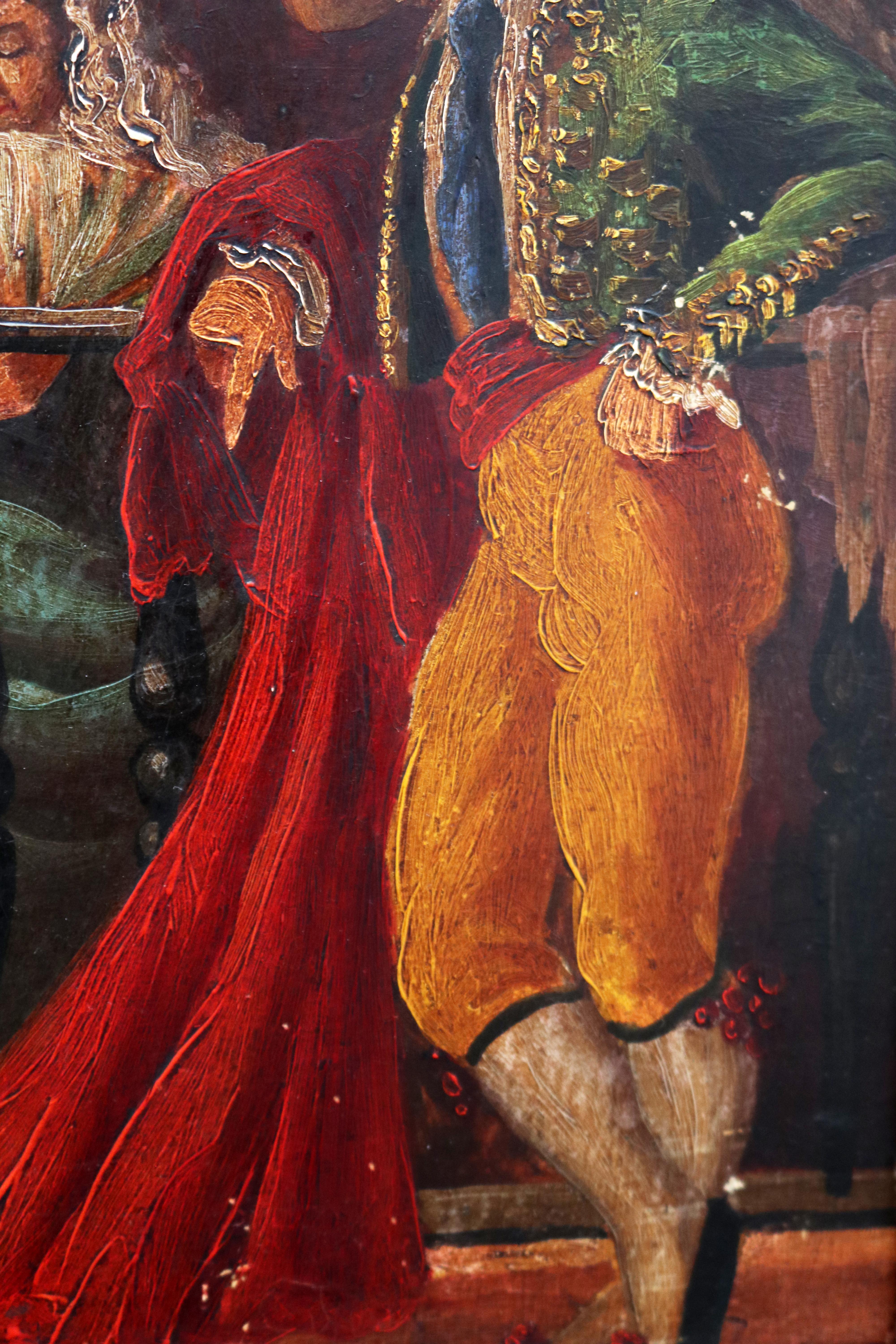 Peinture espagnole du 19ème siècle à l'huile sur bois de style chasseur de taureaux Bon état - En vente à Marbella, ES
