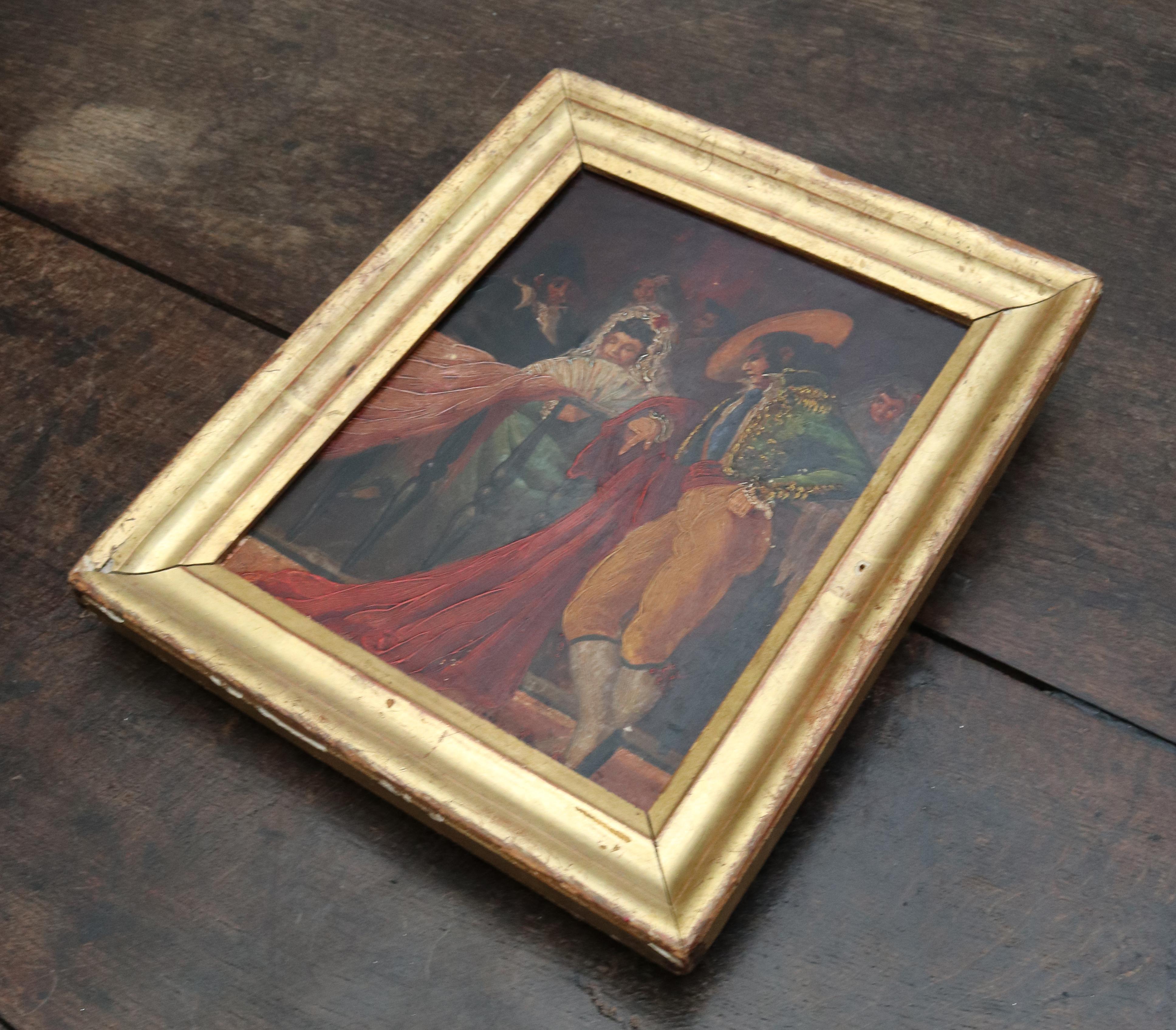 19th Century Spanish Oil on Wood Painting in Bullfighter Style For Sale 1