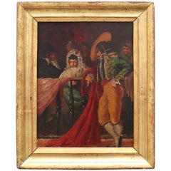 Spanisches Ölgemälde auf Holz im Bullfighter-Stil aus dem 19. Jahrhundert