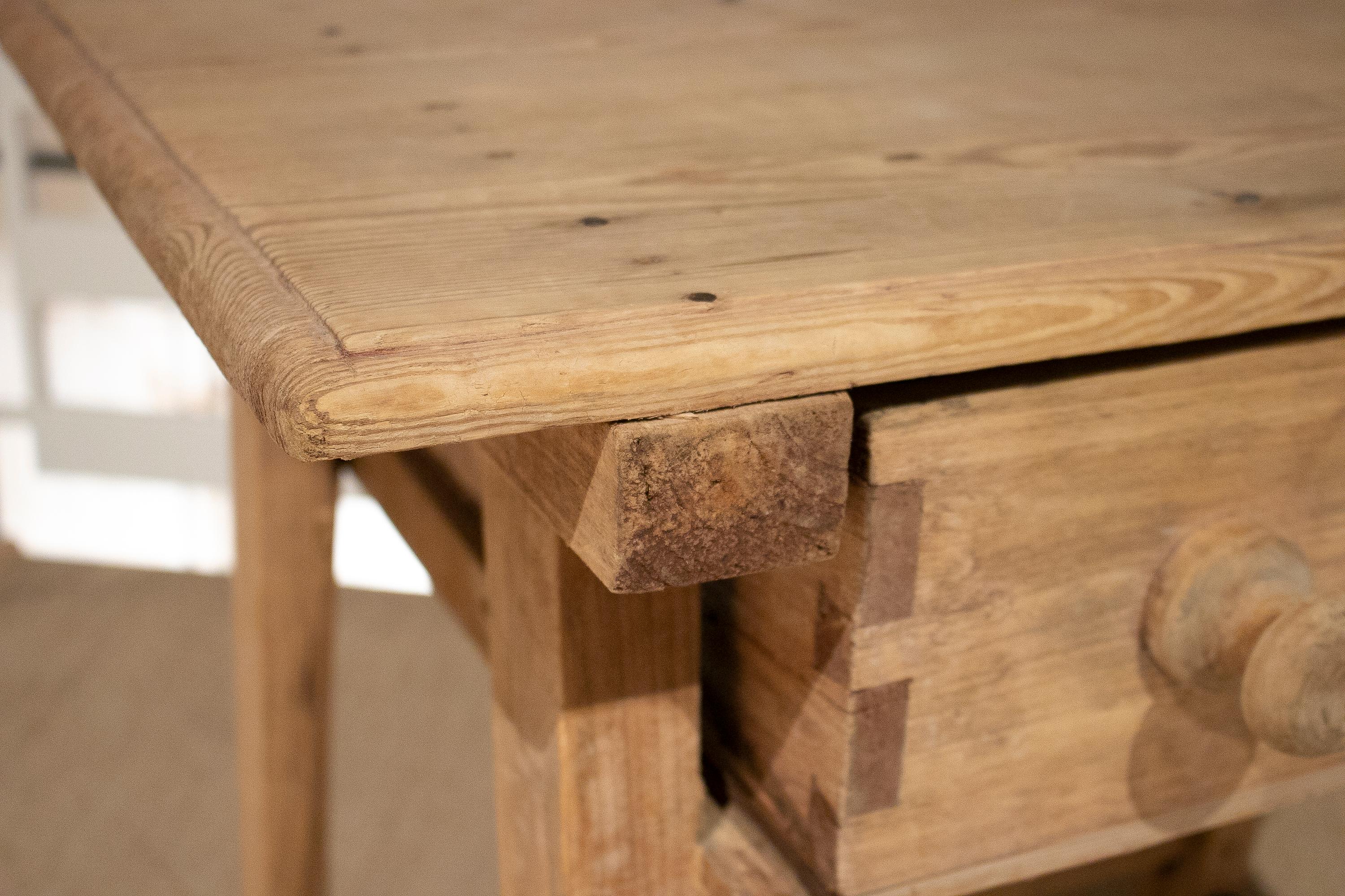 Mesa Tocinera Española del Siglo XIX de un Cajón de Madera de Pino 8