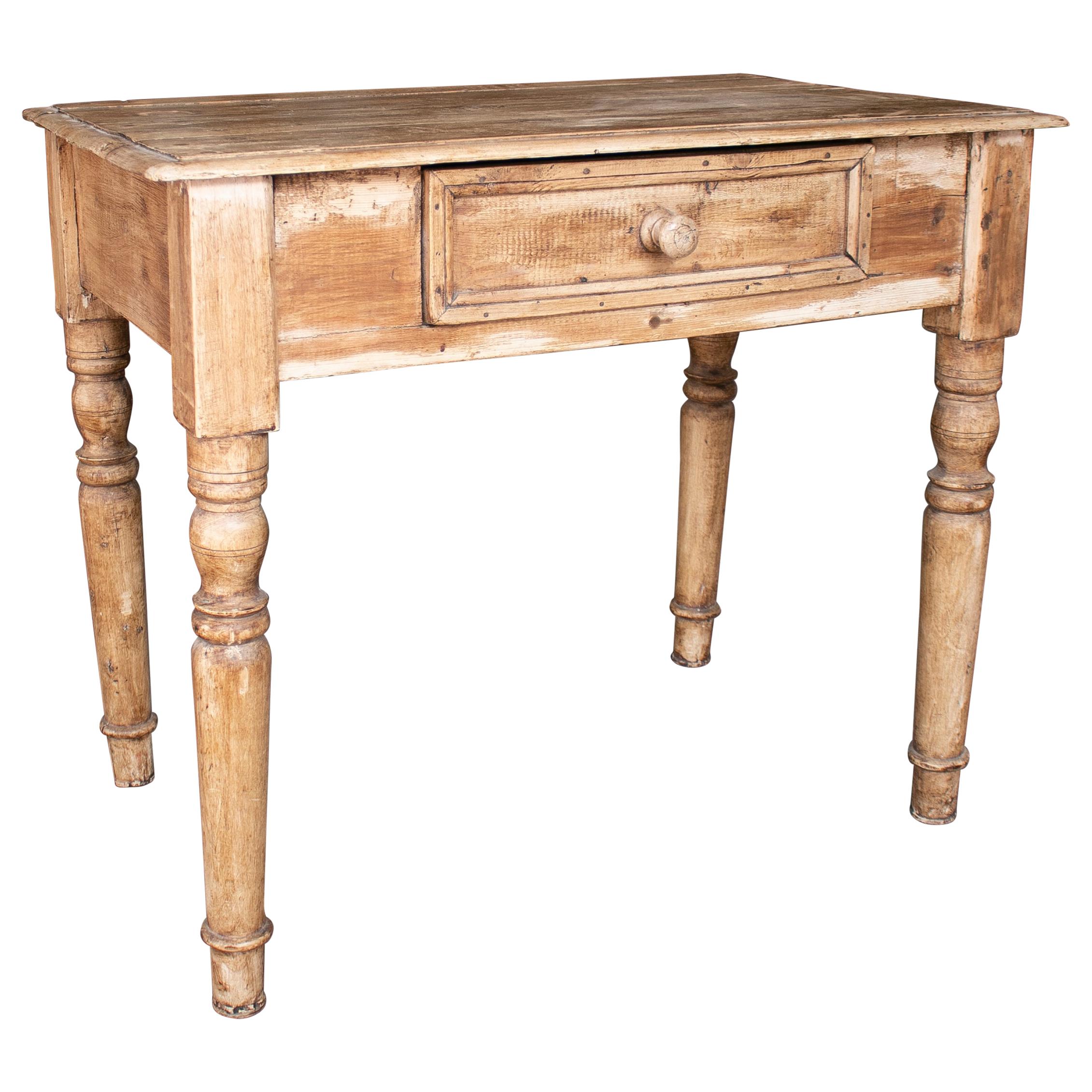 19th Century Spanish One-Drawer Pinewood Country Table For Sale