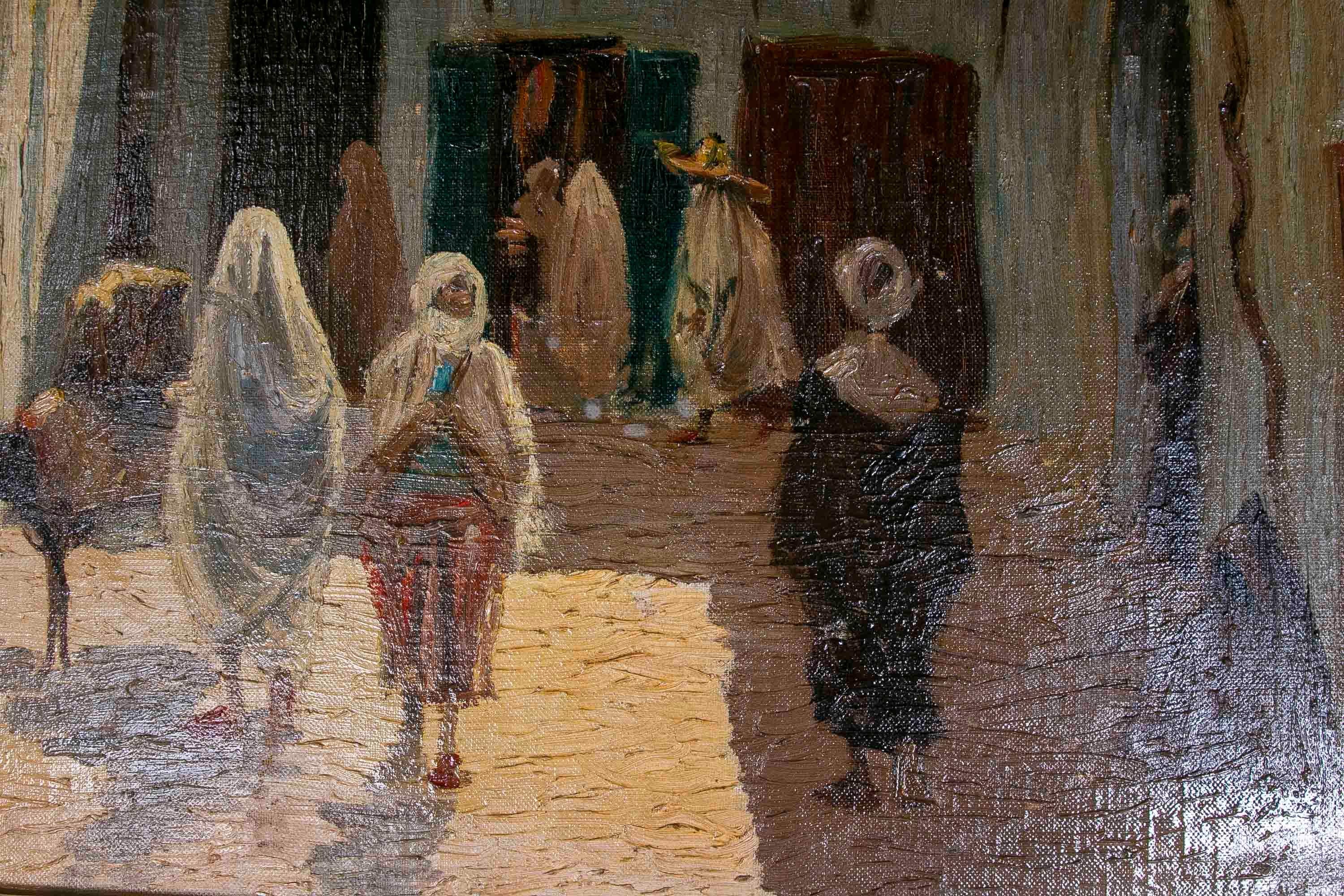 Peinture orientaliste espagnole du XIXe siècle encadrée (huile sur toile) Bon état - En vente à Marbella, ES
