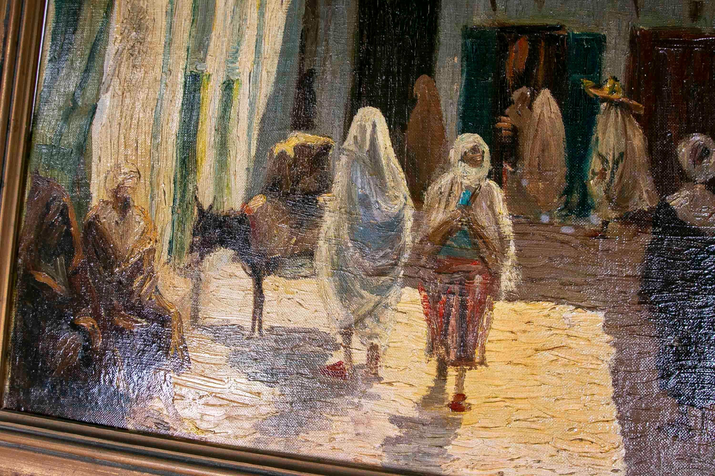 Toile Peinture orientaliste espagnole du XIXe siècle encadrée (huile sur toile) en vente